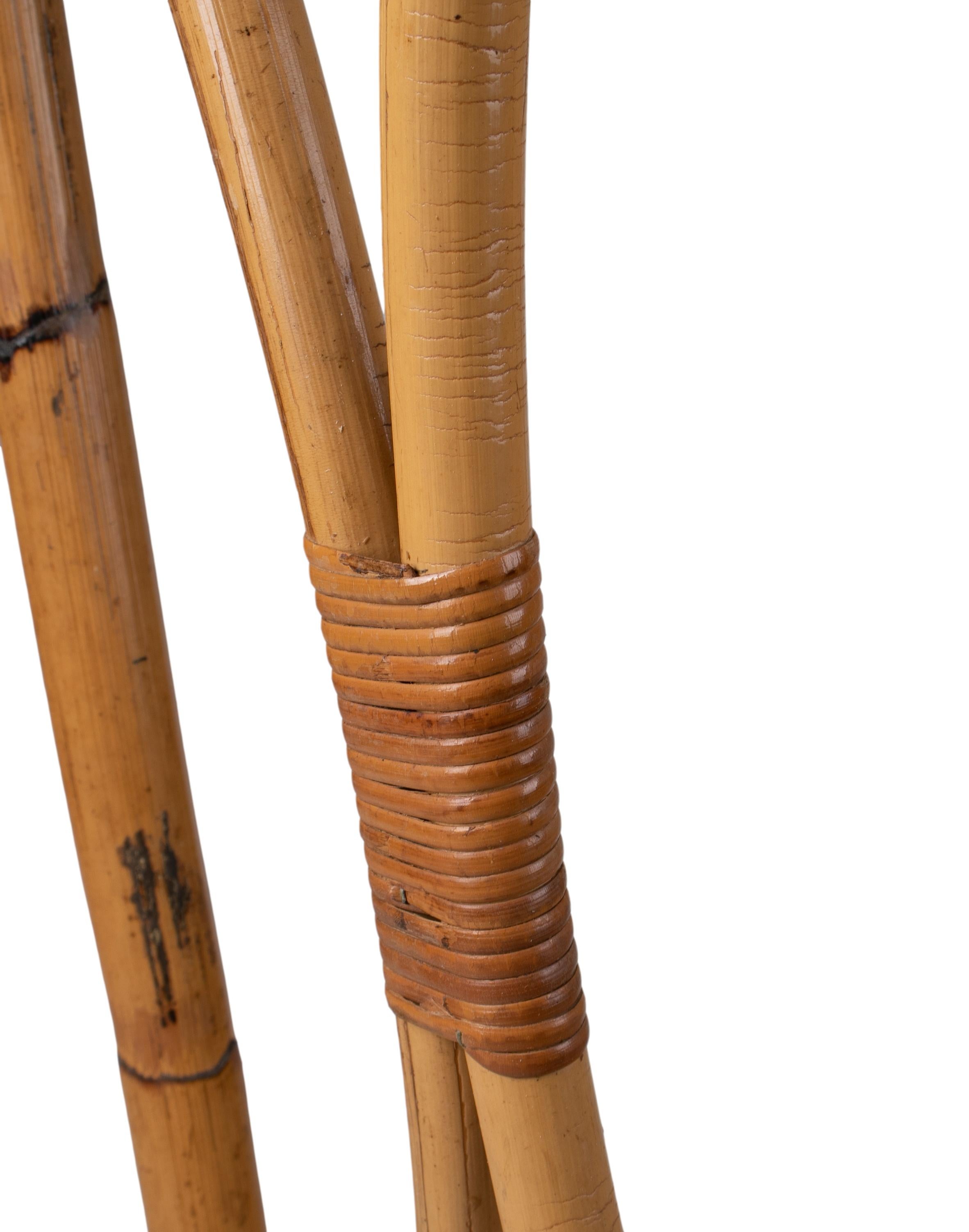 1970er Set von sechs spanischen Stühlen aus Bambus und Korbgeflecht im Angebot 4