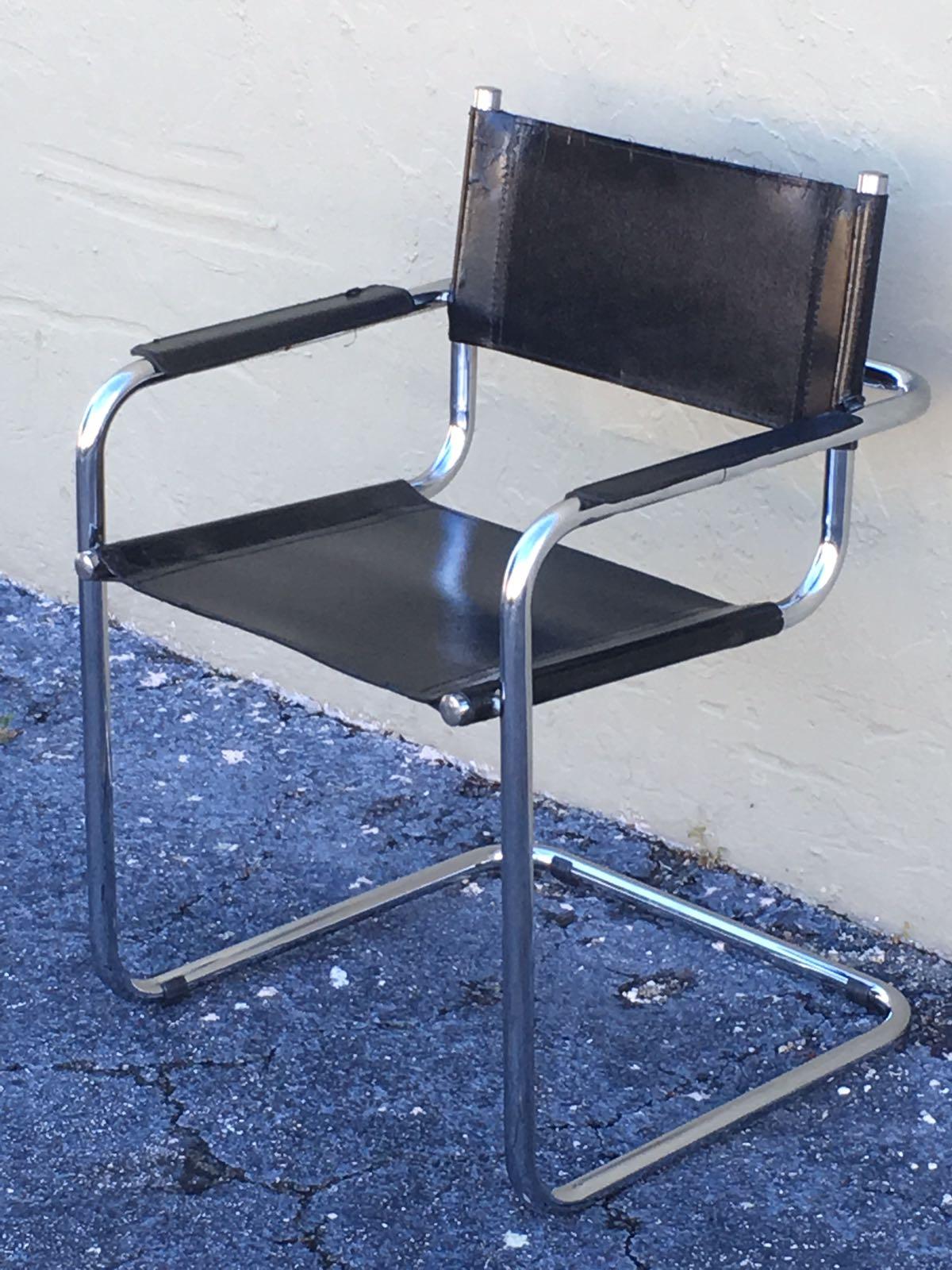 1970s, Set of Six Tubular Steel and Leather Dining Chairs in style Matteo Grassi 5