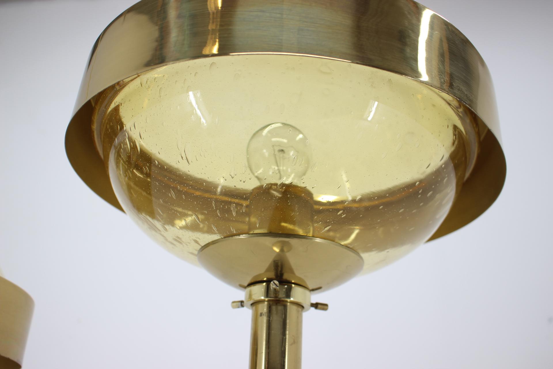 1970s Set of Space Age Brass Floor Lamp and Pendant by Kamenicky Senov, Czechosl 4