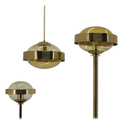 1970s Set of Space Age Brass Floor Lamp, Pendant and Table Lamp by Kamenicky Sen