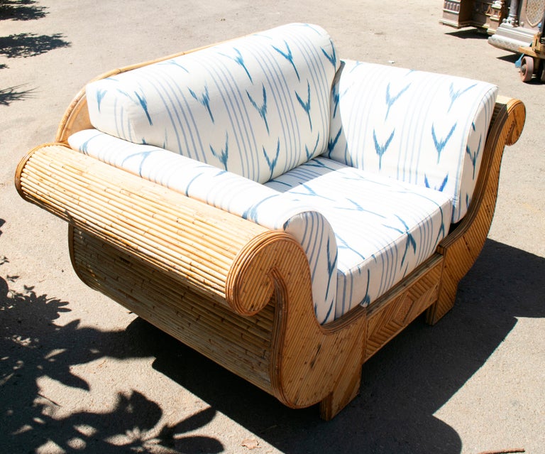 1970s Set of Spanish Bamboo Garden Furniture with 3 Sofas and Coffee