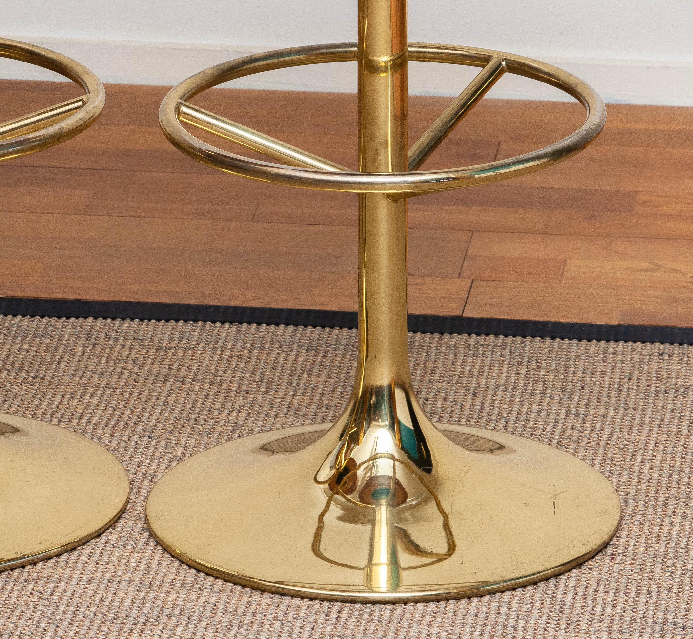 1970s, Set of Three Bar Stools in Brass / Gold by Johanson Design for Markaryd 3
