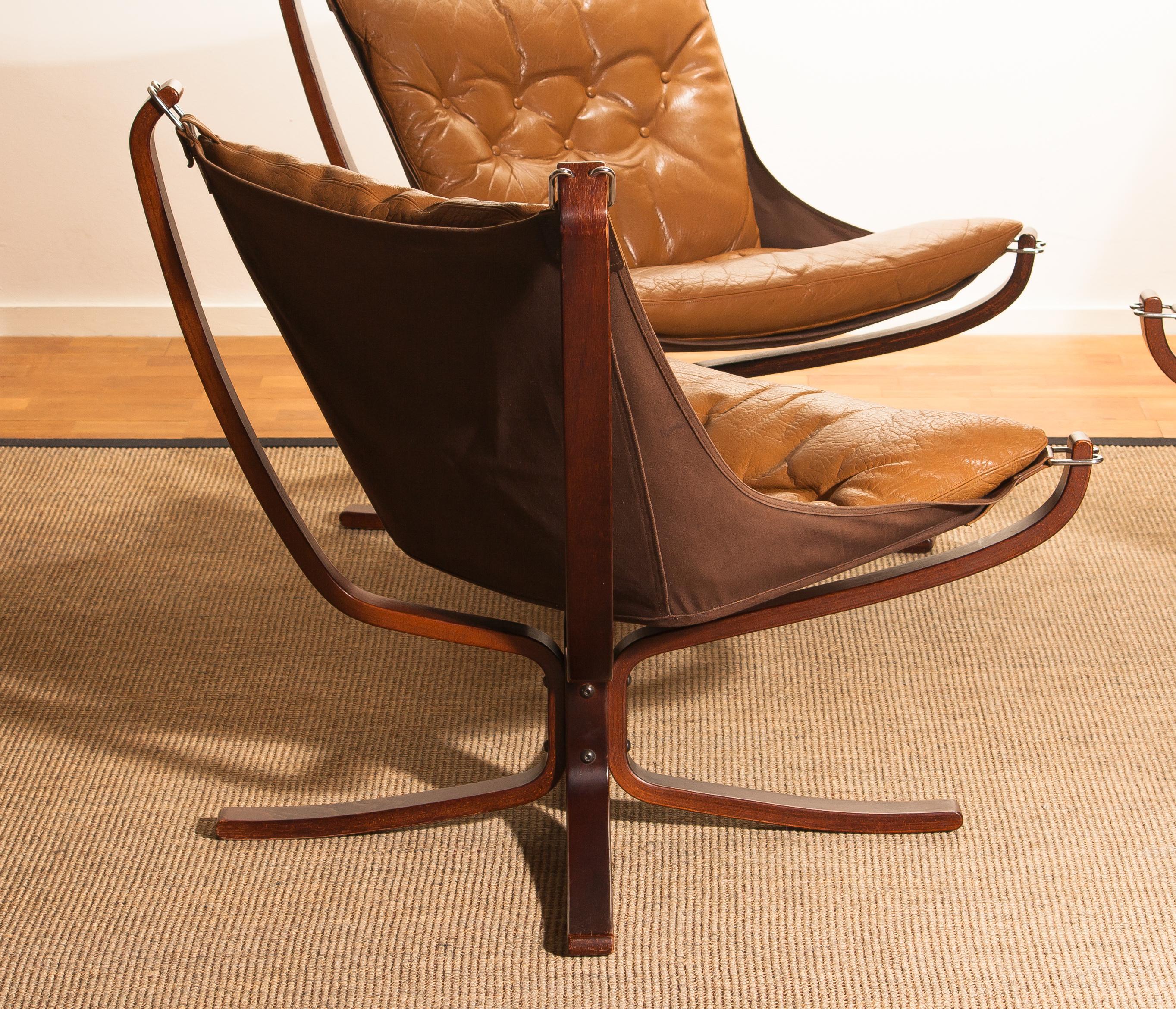 1970s, Set of Three Camel Leather 'Falcon' Lounge Chairs by Sigurd Ressell 5