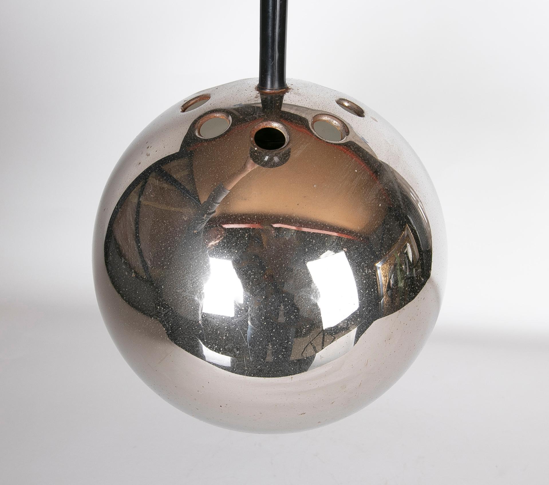 1970s Set of Three Chromed Steel Lamps 
The measurement is of the ball