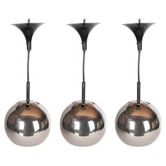 Vintage 1970s Set of Three Chromed Steel Lamps 