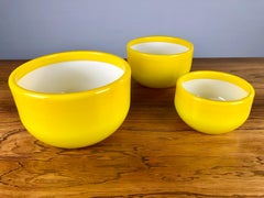 1970s Set of Three Danish Yellow Bowls in Glass by Michael Bang for Holmegaard