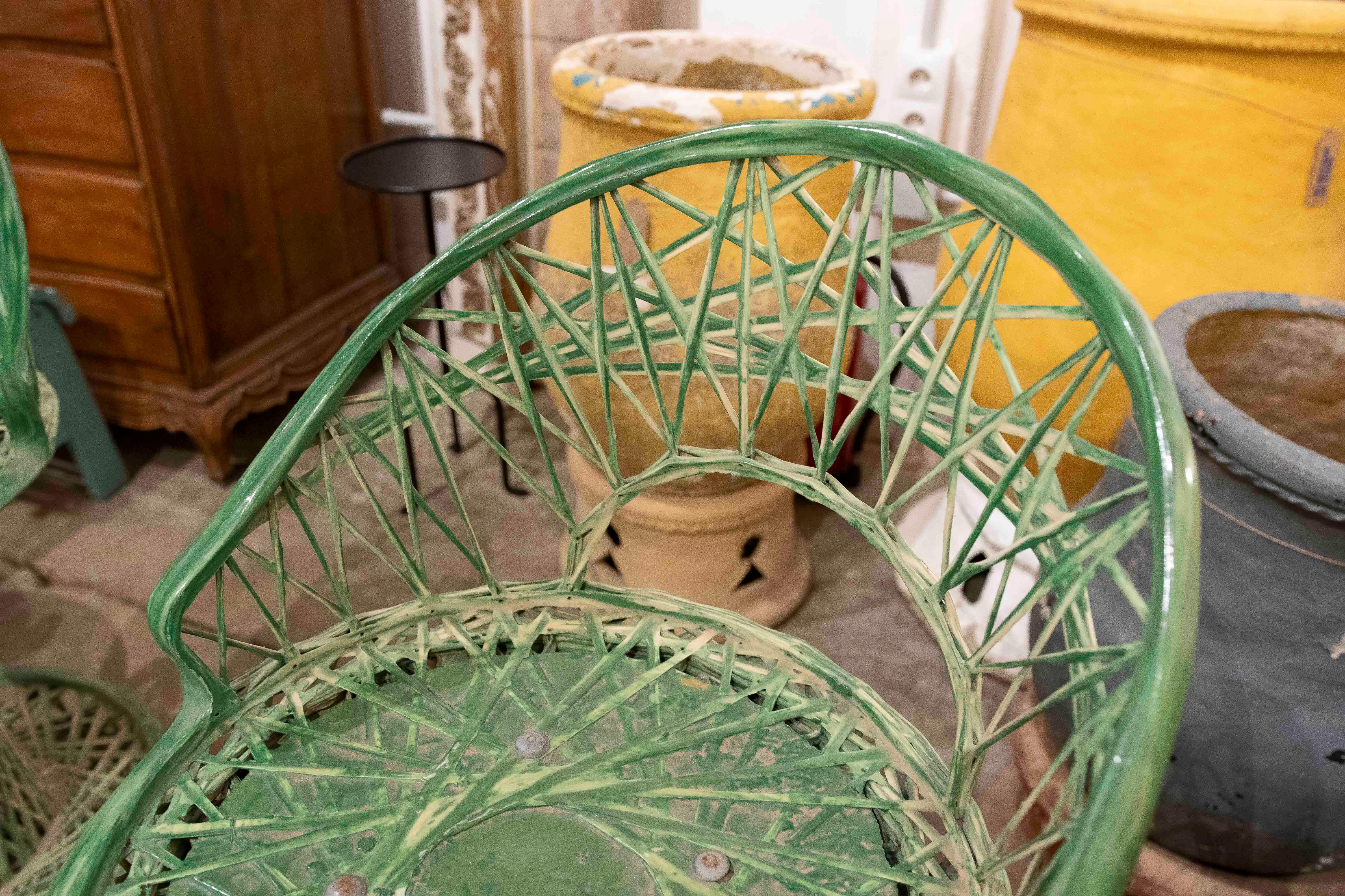 1970s Set of Three Green Resin High Bar Stools For Sale 6