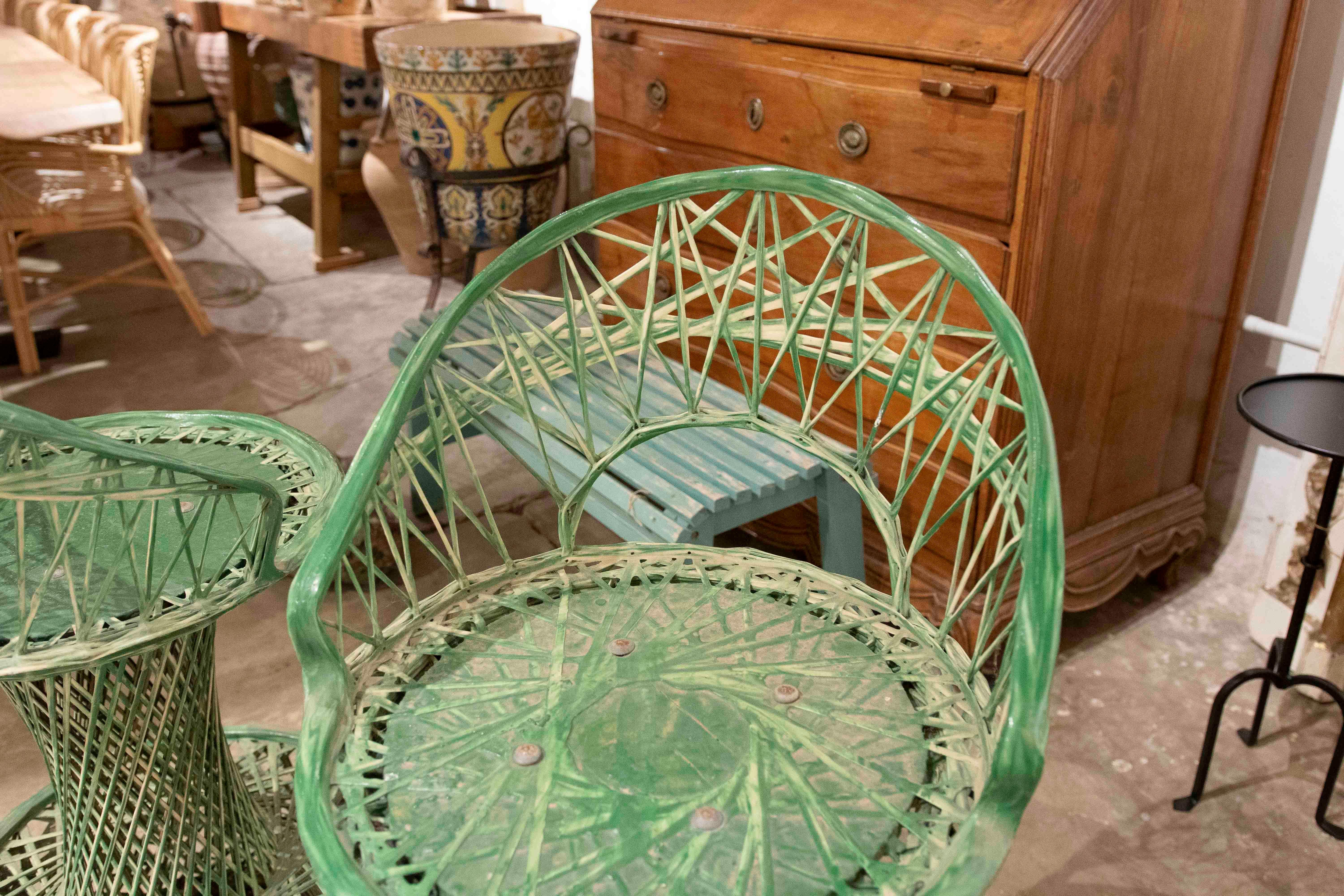 1970s Set of Three Green Resin High Bar Stools For Sale 7
