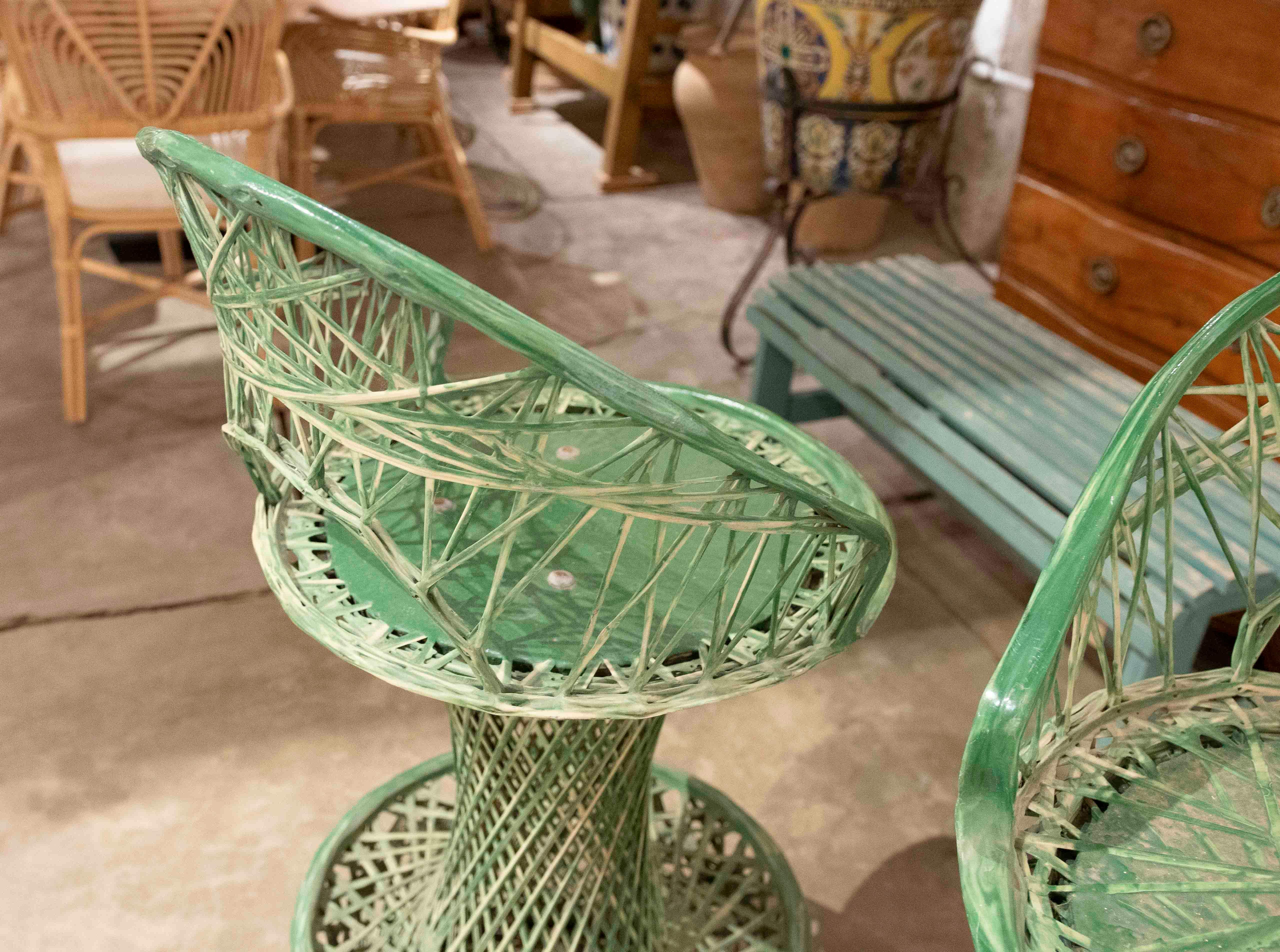 1970s Set of Three Green Resin High Bar Stools For Sale 8