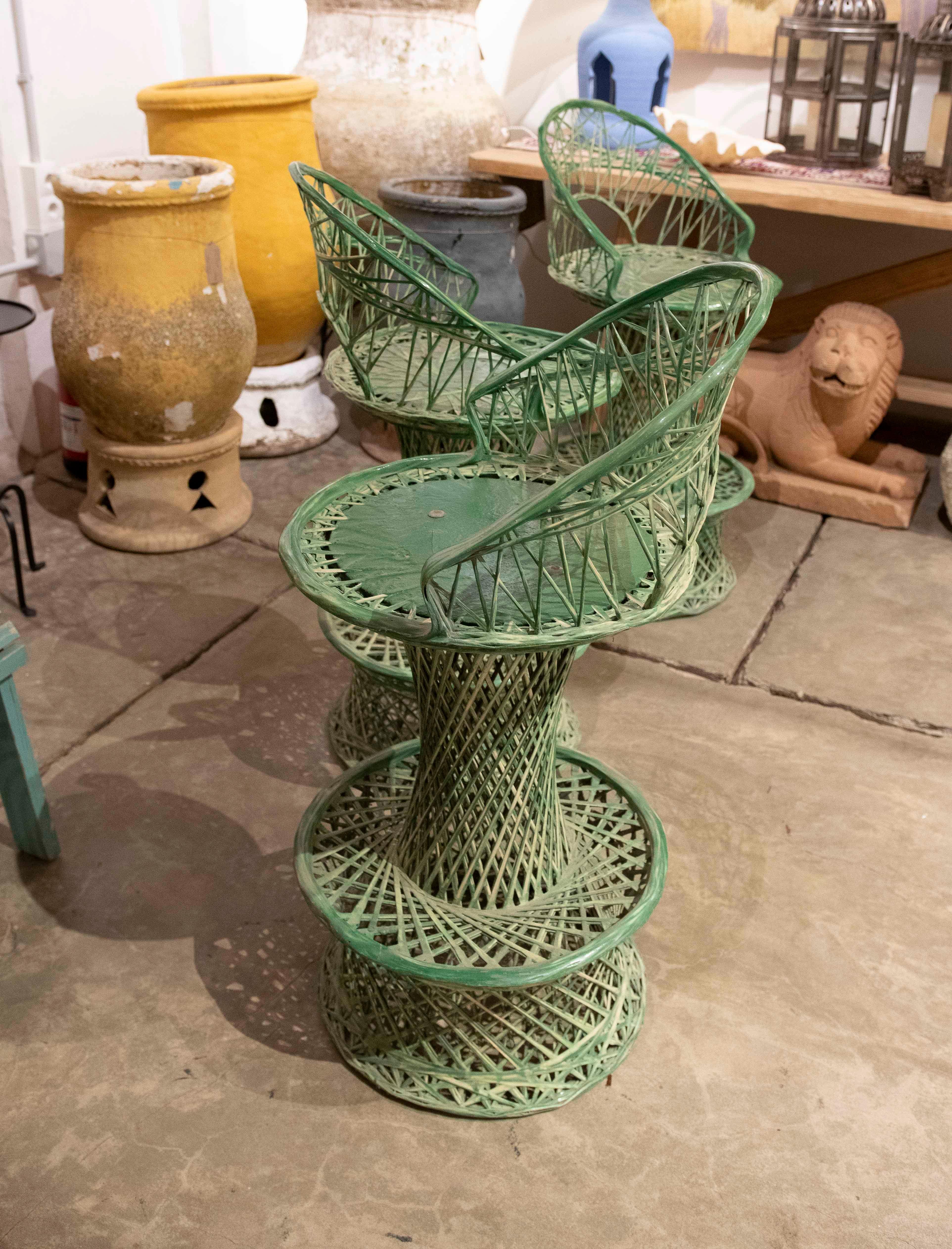 1970s Set of Three Green Resin High Bar Stools For Sale 9