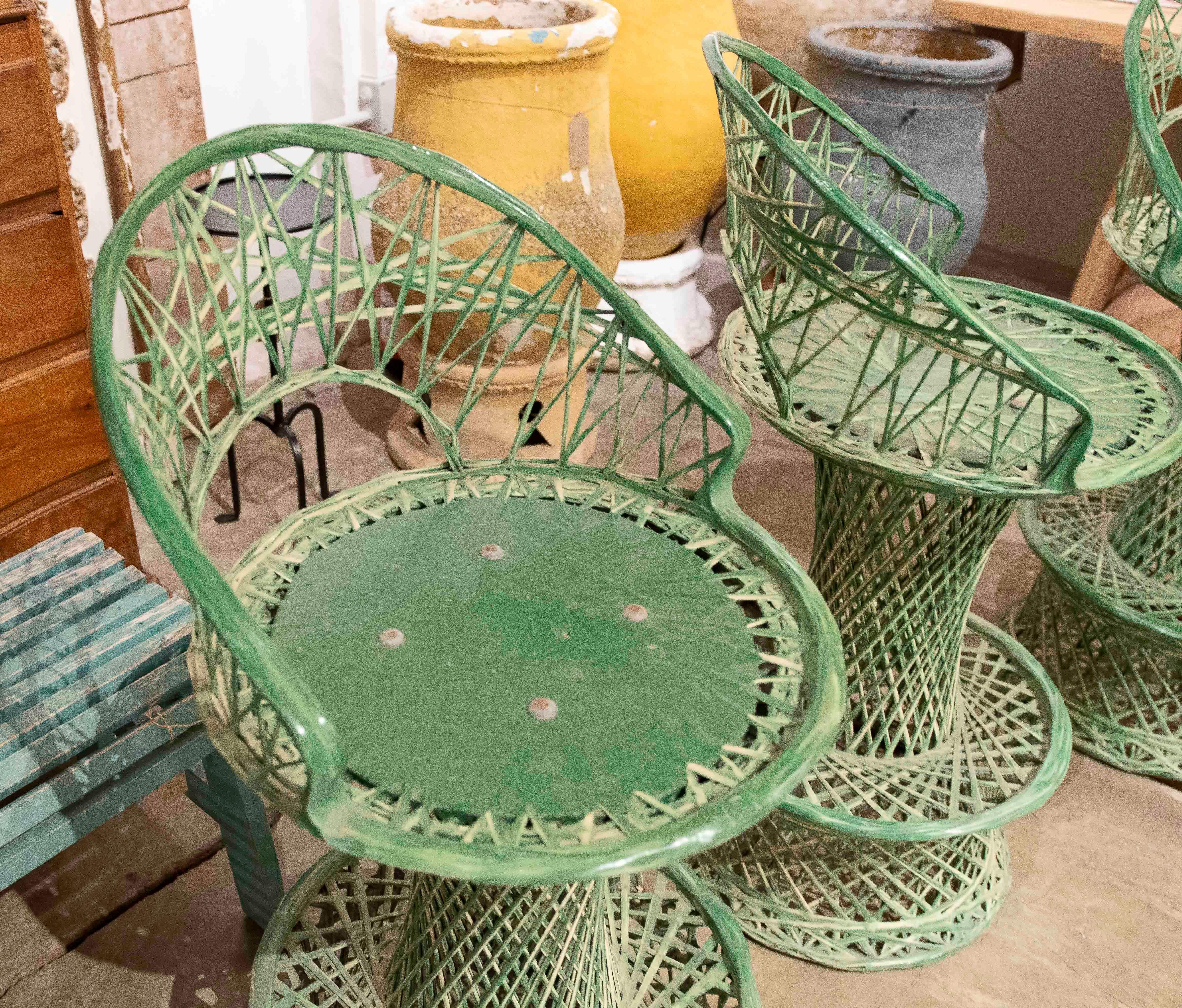 1970s Set of Three Green Resin High Bar Stools For Sale 10