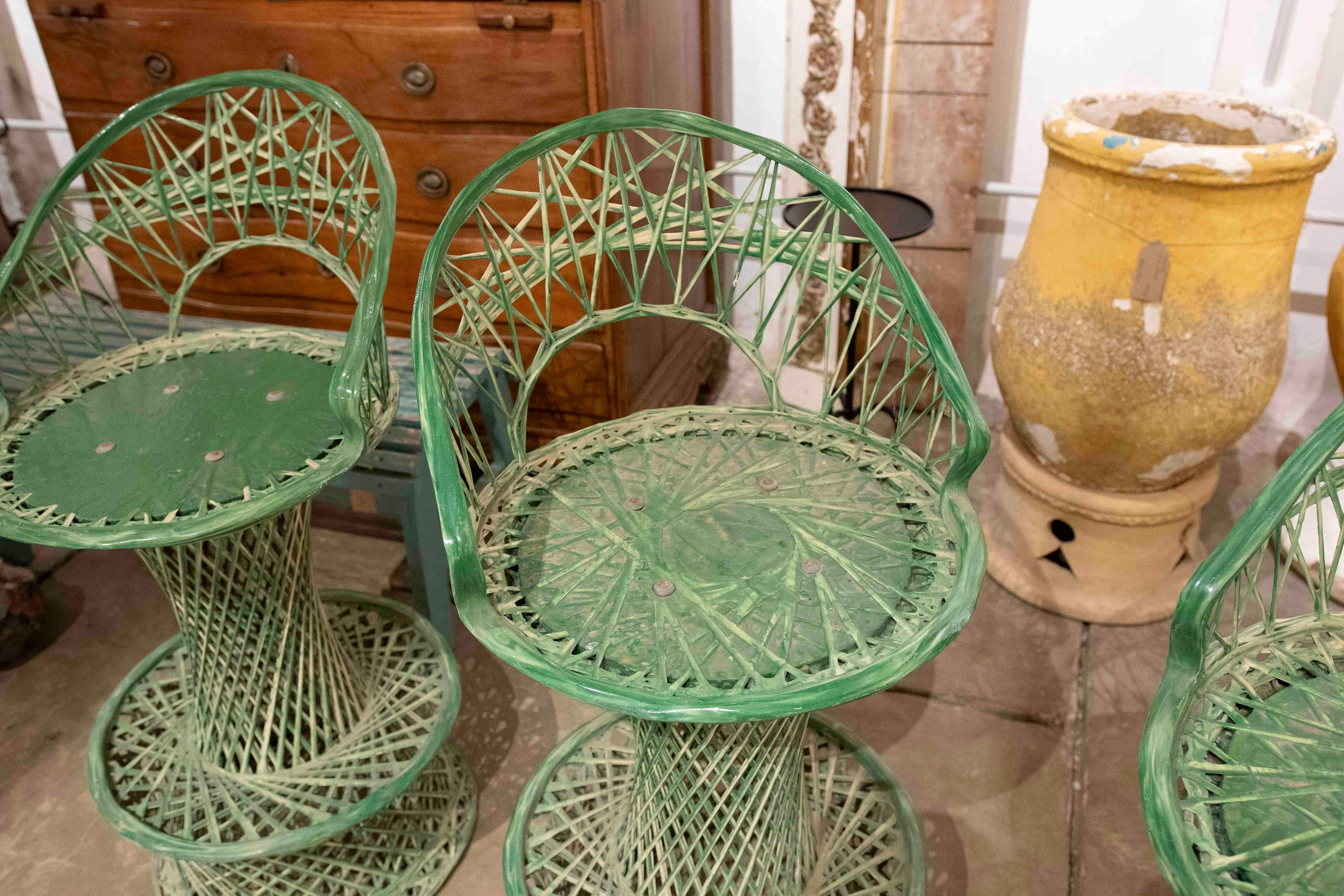 1970s Set of Three Green Resin High Bar Stools For Sale 11