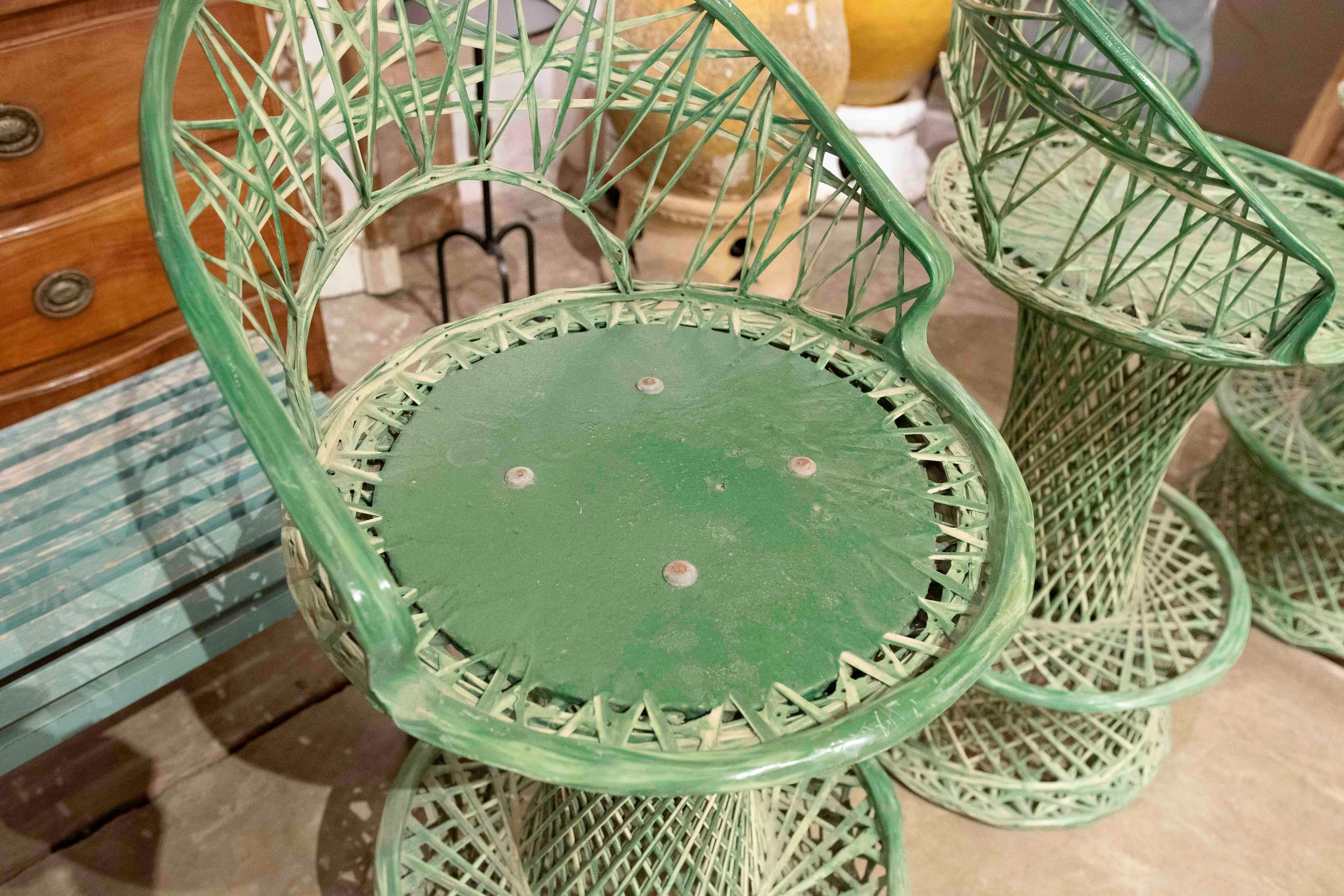 1970s Set of Three Green Resin High Bar Stools For Sale 14