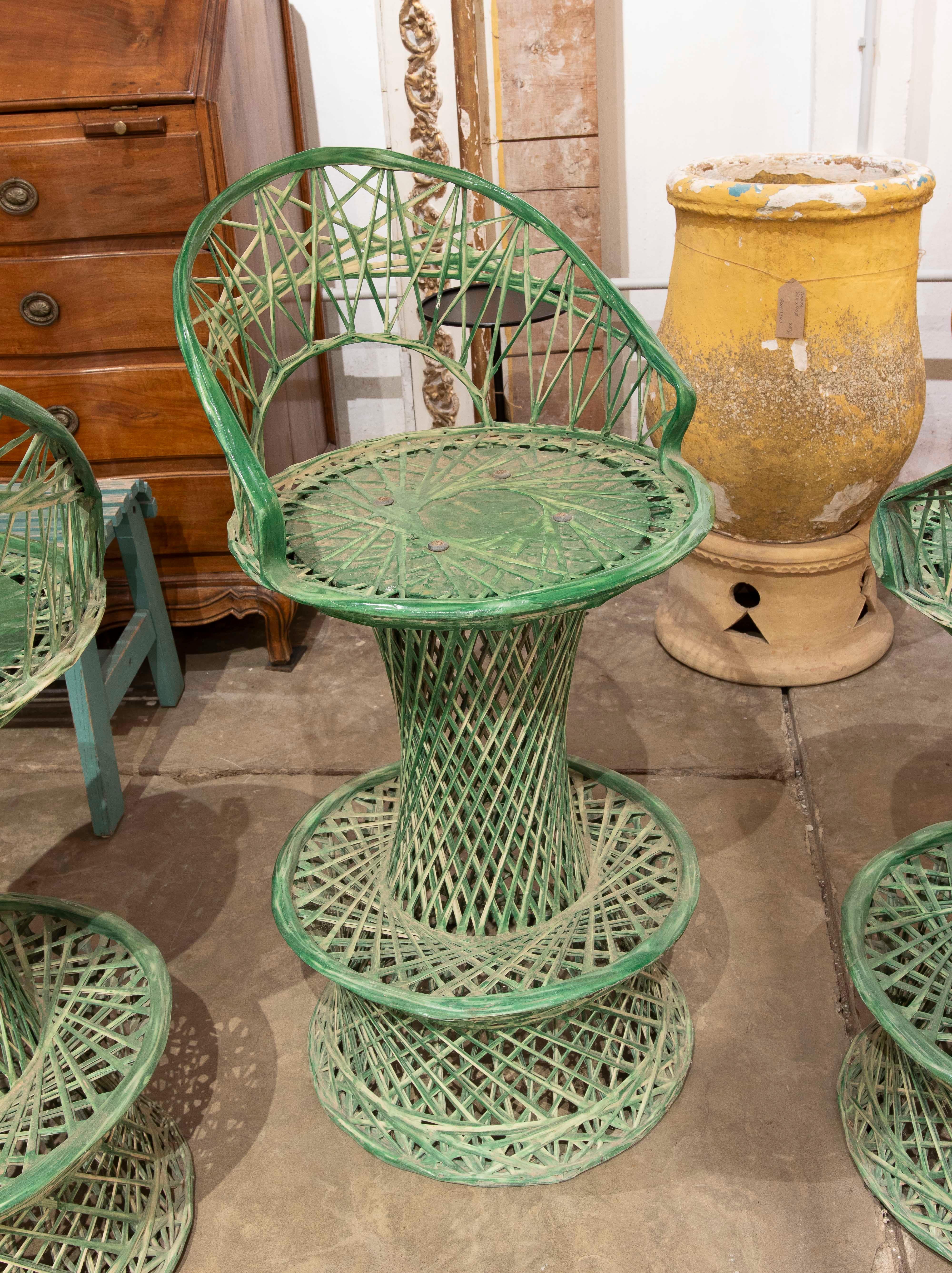20th Century 1970s Set of Three Green Resin High Bar Stools For Sale