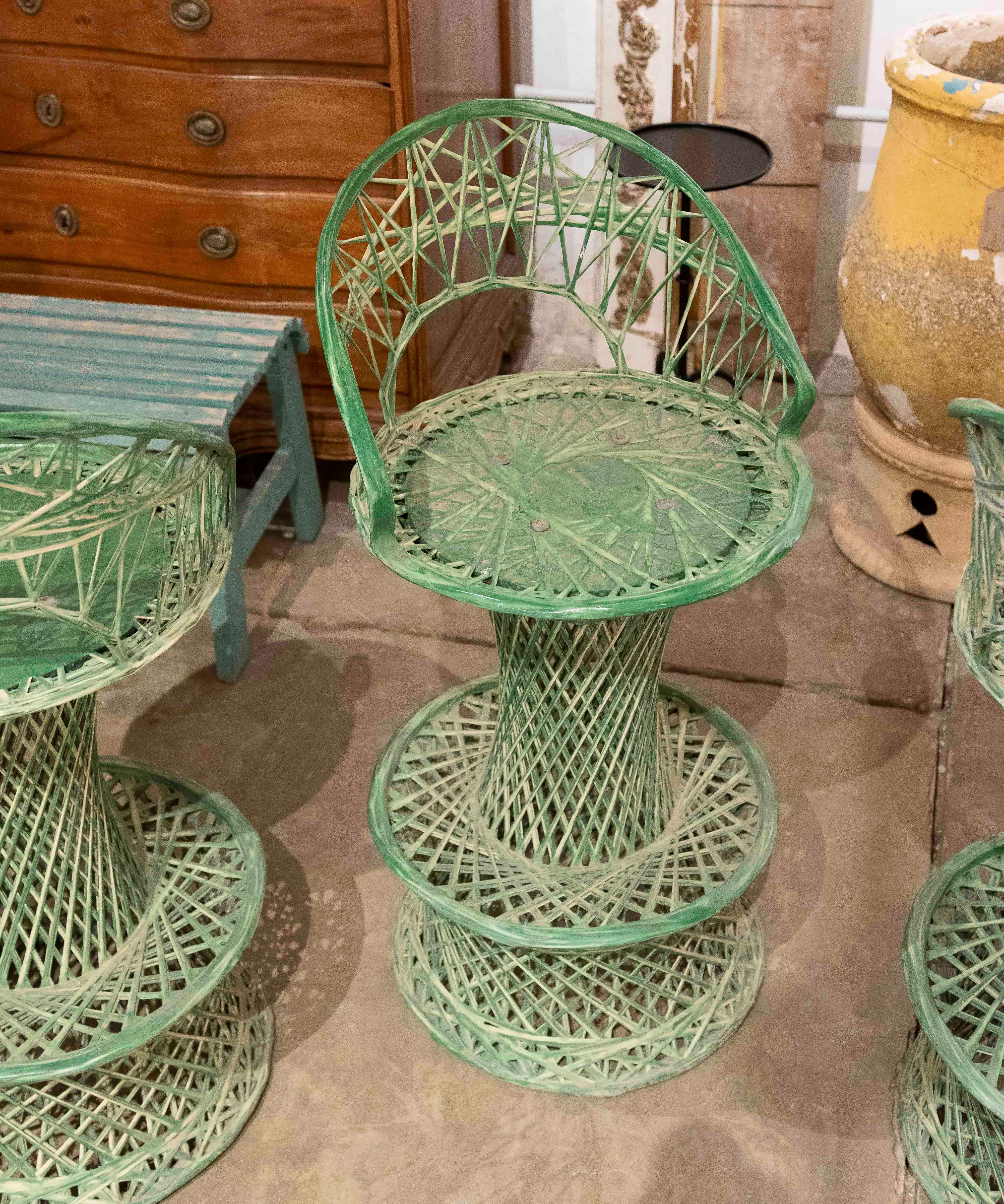 1970s Set of Three Green Resin High Bar Stools For Sale 2