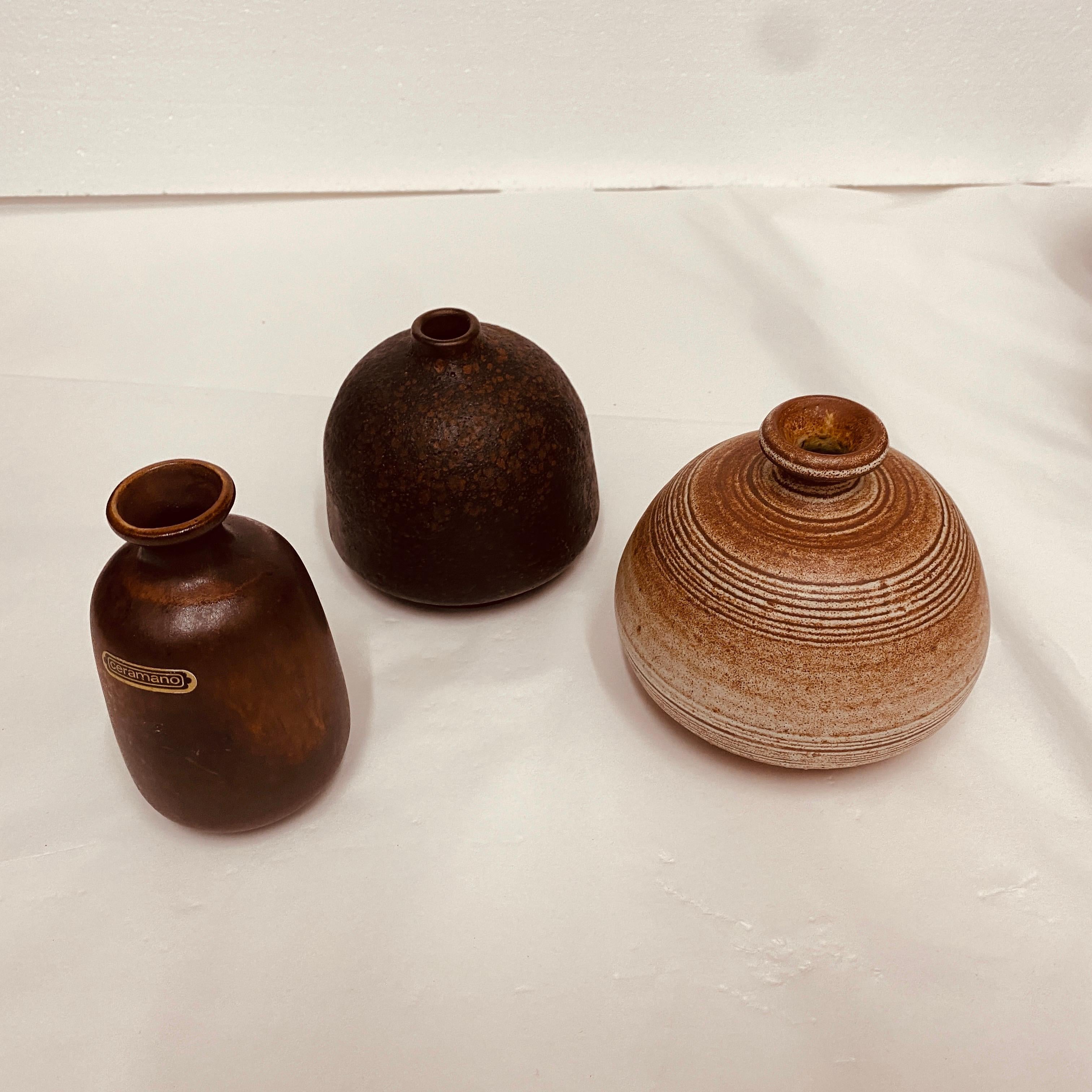 1970s Set of Three Mid-Century Modern Ceramic Vases Made in Germany by Ceramano In Good Condition In Aci Castello, IT