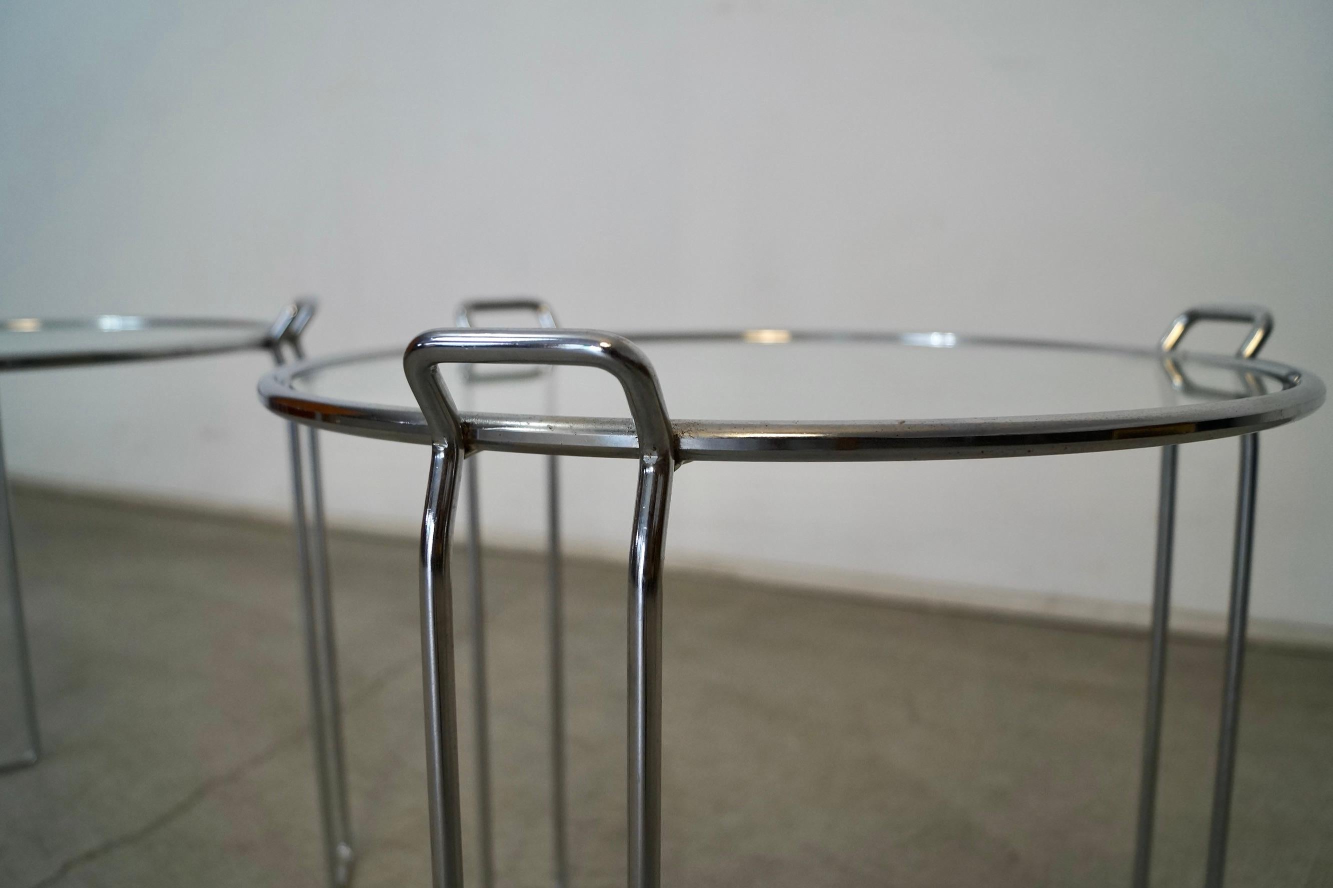 1970's Set of Three Mid-Century Modern Chrome Nesting Side Tables For Sale 5