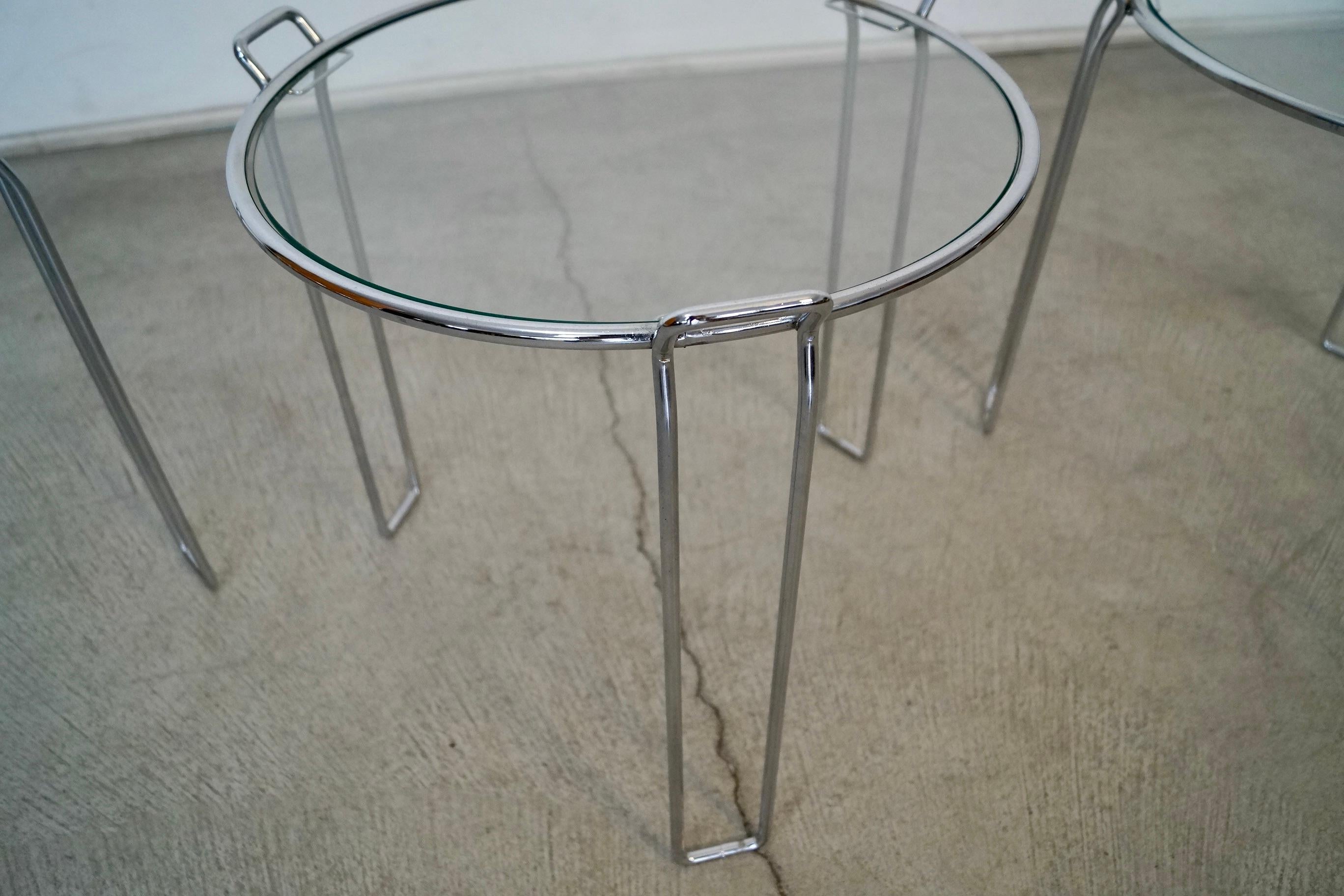 1970's Set of Three Mid-Century Modern Chrome Nesting Side Tables For Sale 6