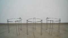 1970's Set of Three Mid-Century Modern Chrome Nesting Side Tables