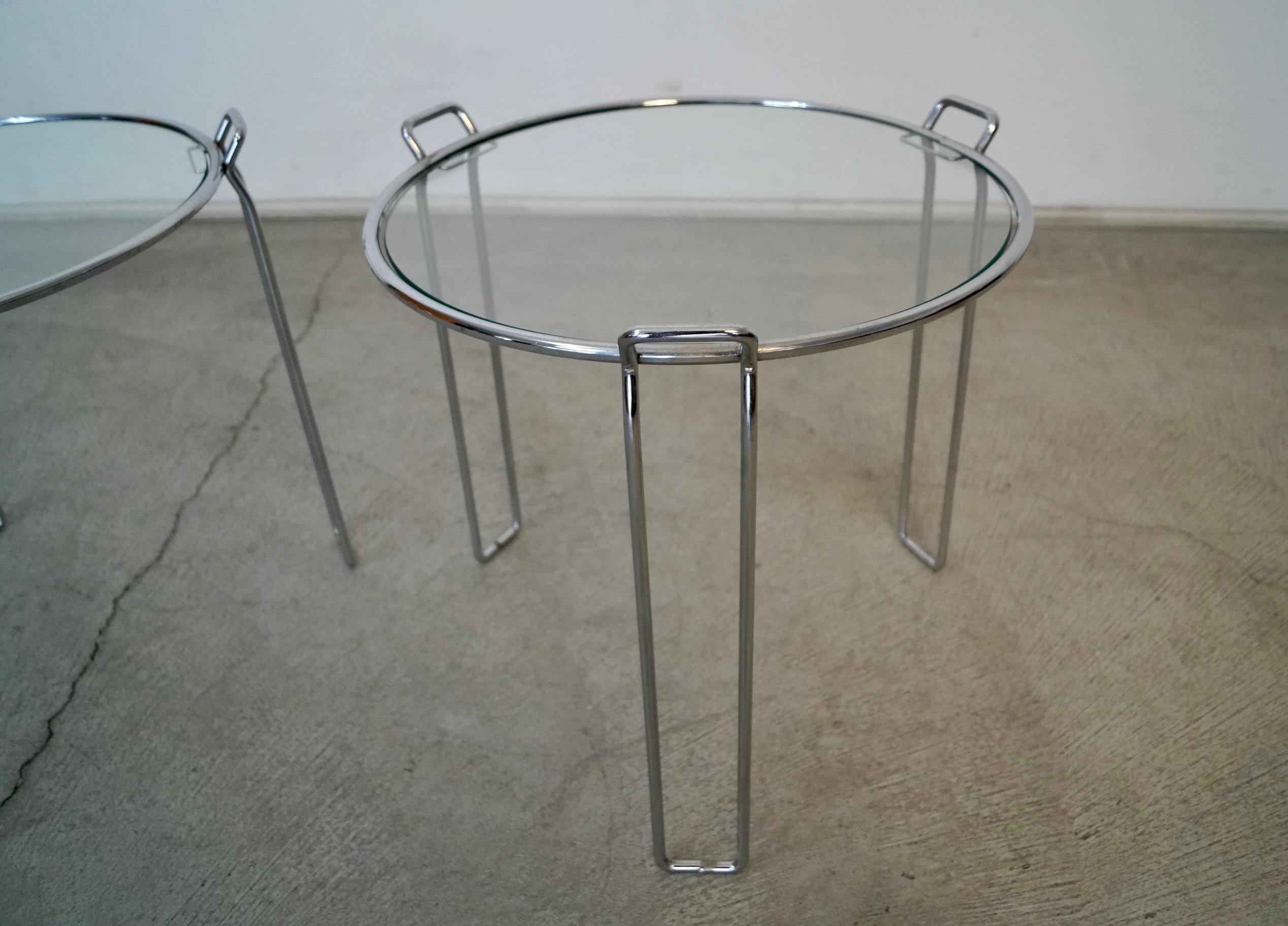 1970's Set of Three Mid-Century Modern Chrome Nesting Side Tables For Sale 3