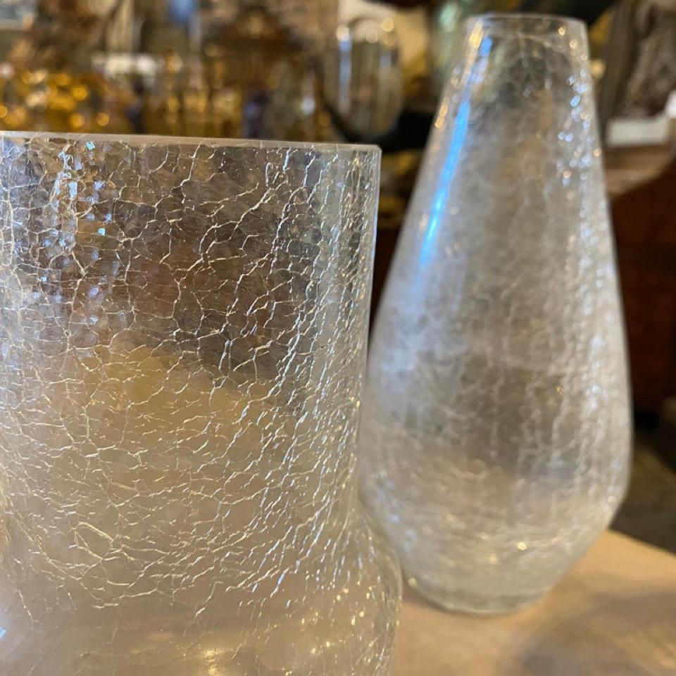1970s Set of Three Mid-Century Modern Italian Crackle Glass Vases For Sale 1