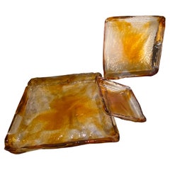 Set aus drei stapelbaren Tabletts aus Muranoglas von Mazzega, Mid-Century Modern, 1970er Jahre