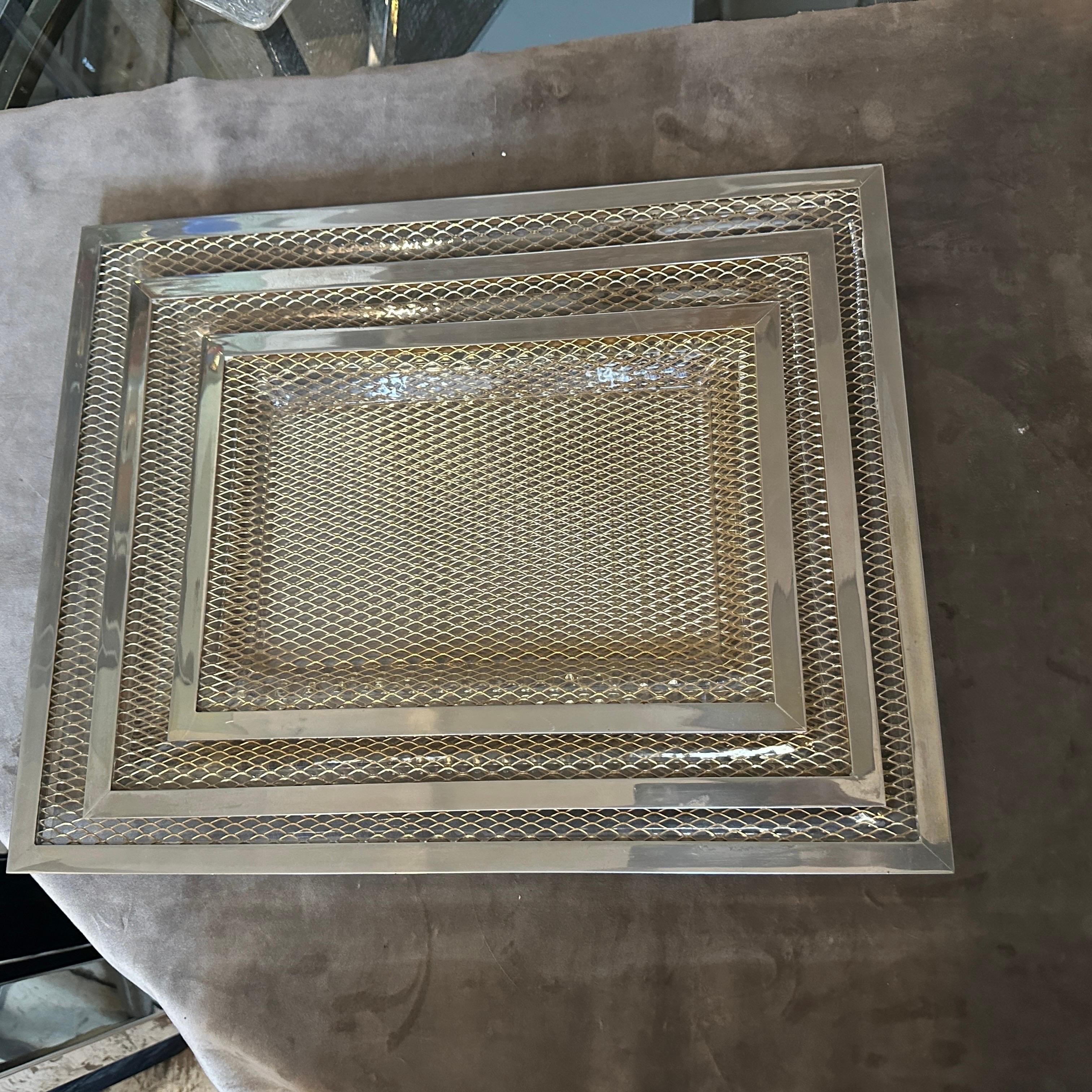 1970s Set of Three Modern Brass and Lucite Trays in the style of Dior Home For Sale 3