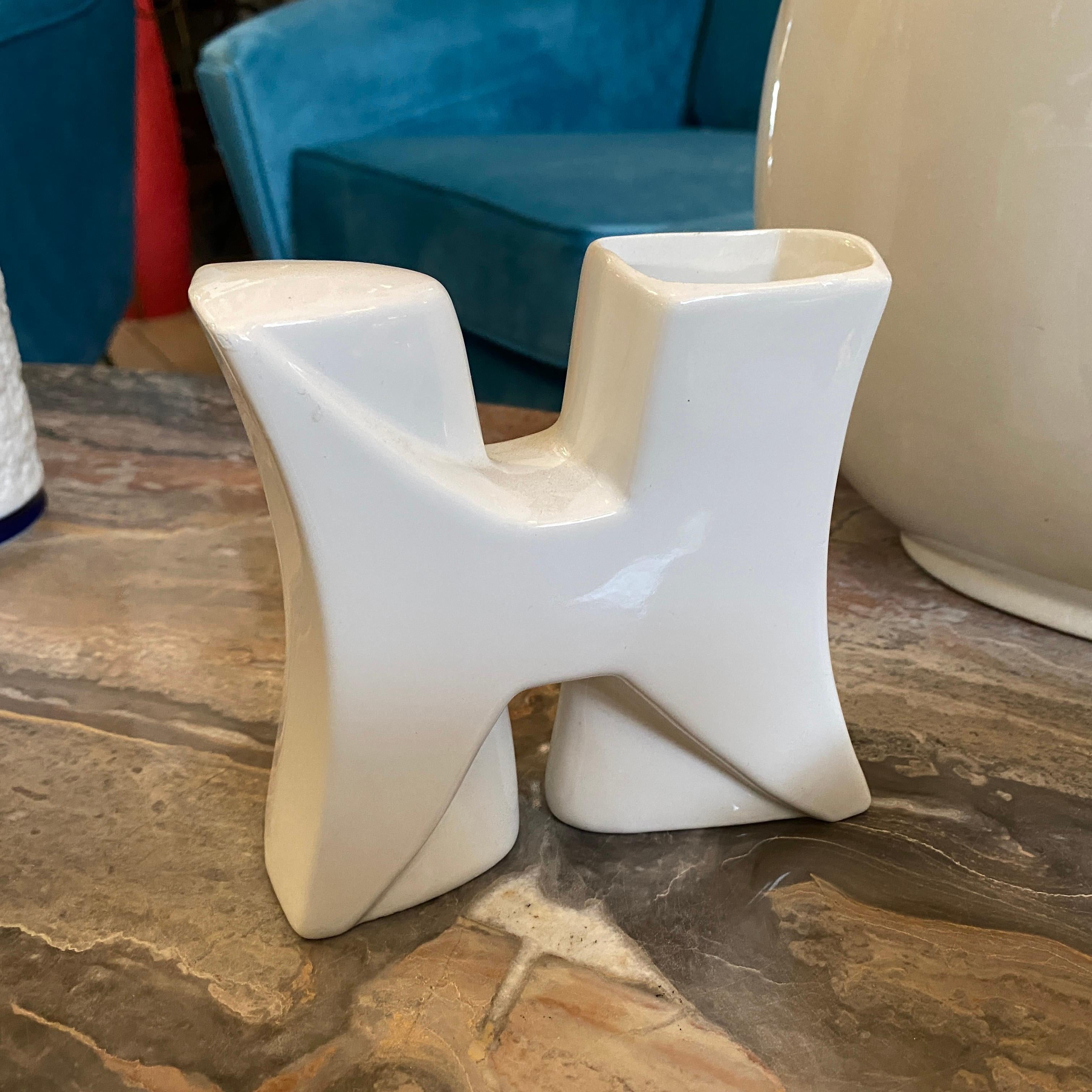 1970s Set of Three Modernist White Ceramic Italian Vases 5