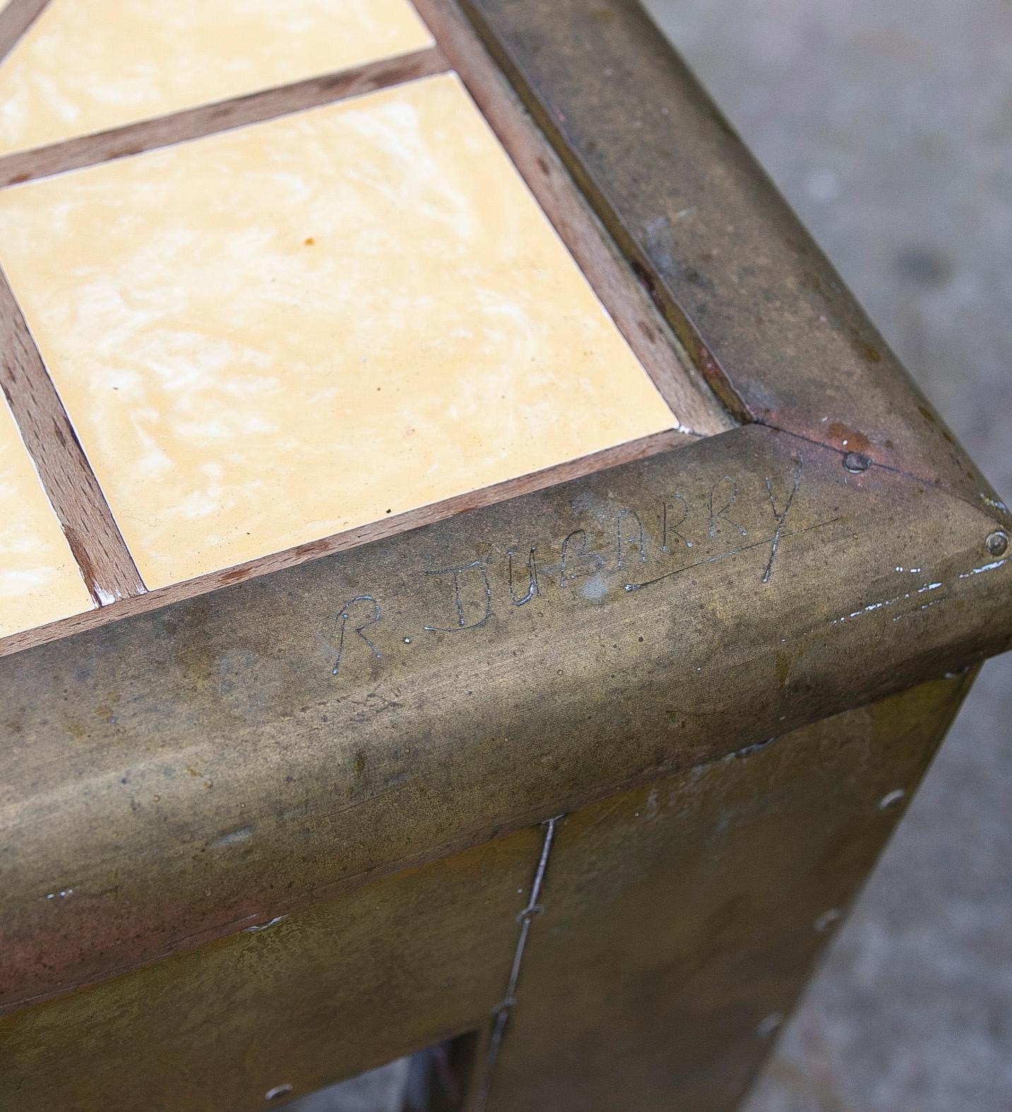 1970s Set of Three Small Tables by the Artist Dubarry with Decorated Resin Top For Sale 6