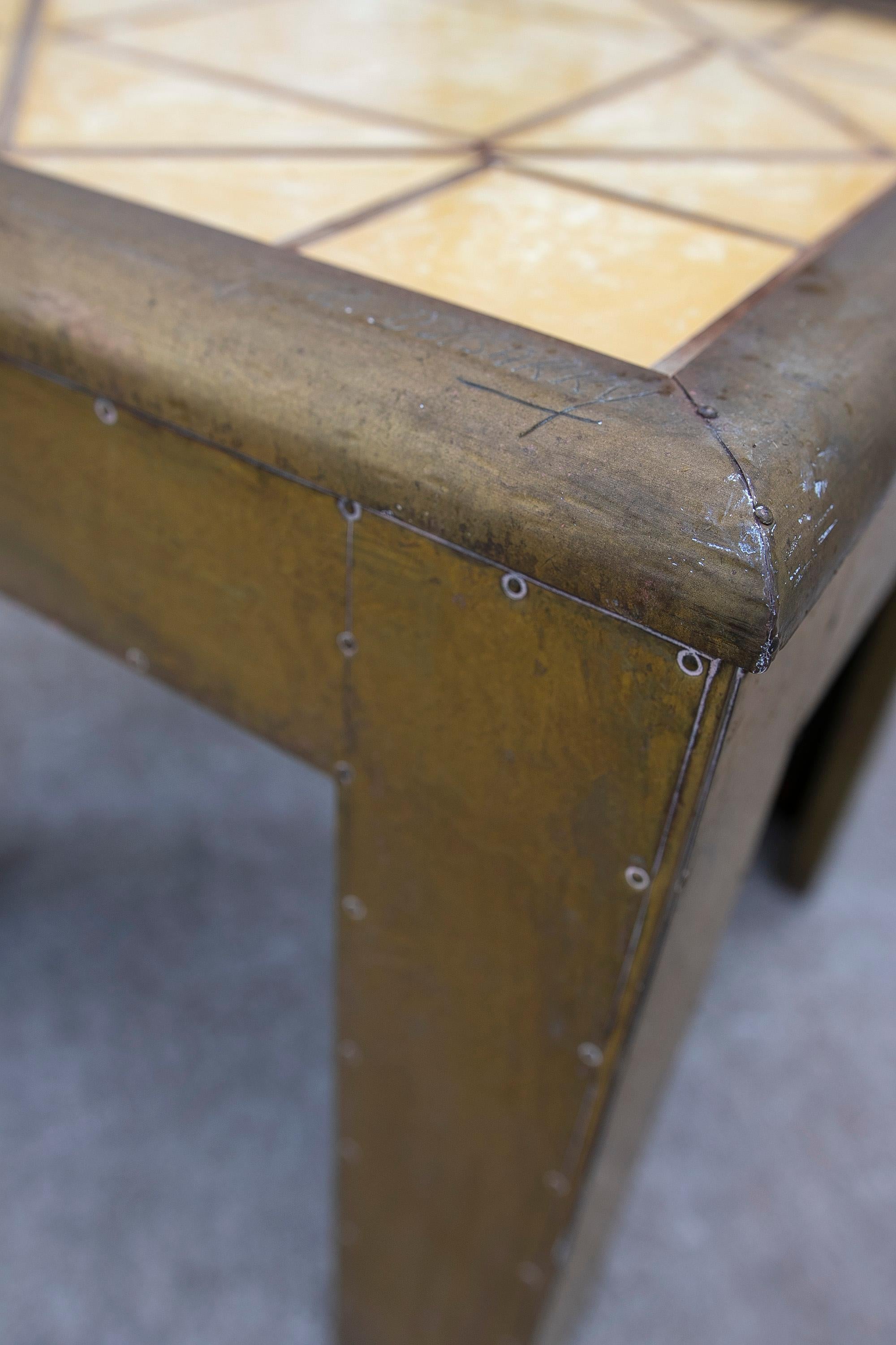 1970s Set of Three Small Tables by the Artist Dubarry with Decorated Resin Top For Sale 10