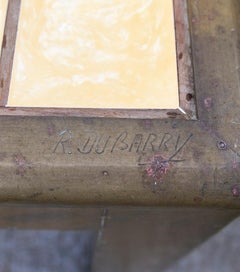 1970s Set of Three Small Tables by the Artist Dubarry with Decorated Resin Top