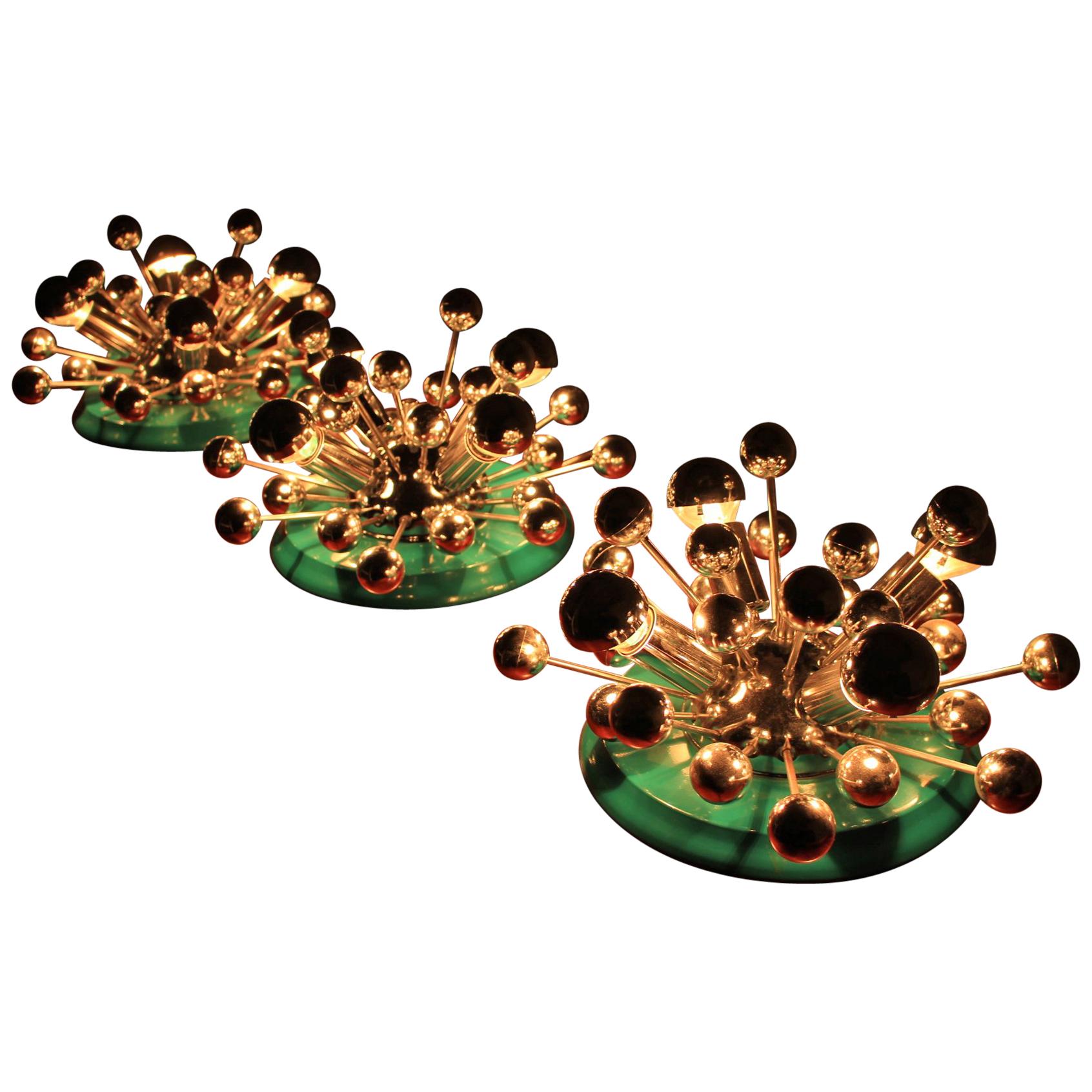 1970s Set of Three Sputnik Lamps