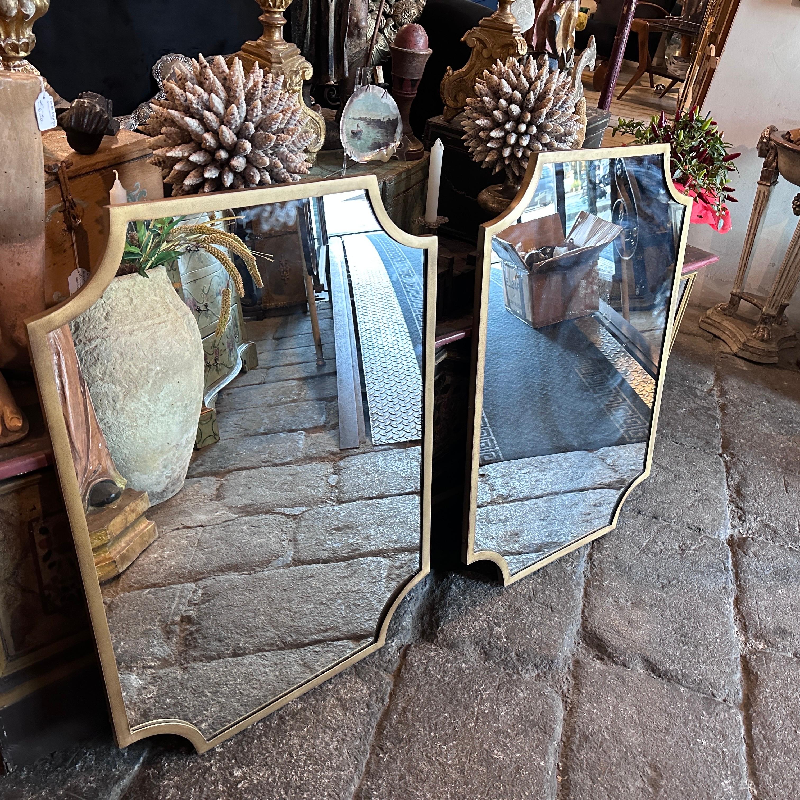 1970s Set of Two Giò Ponti Style Mid-Century Modern Italian Wall Mirrors In Good Condition In Aci Castello, IT