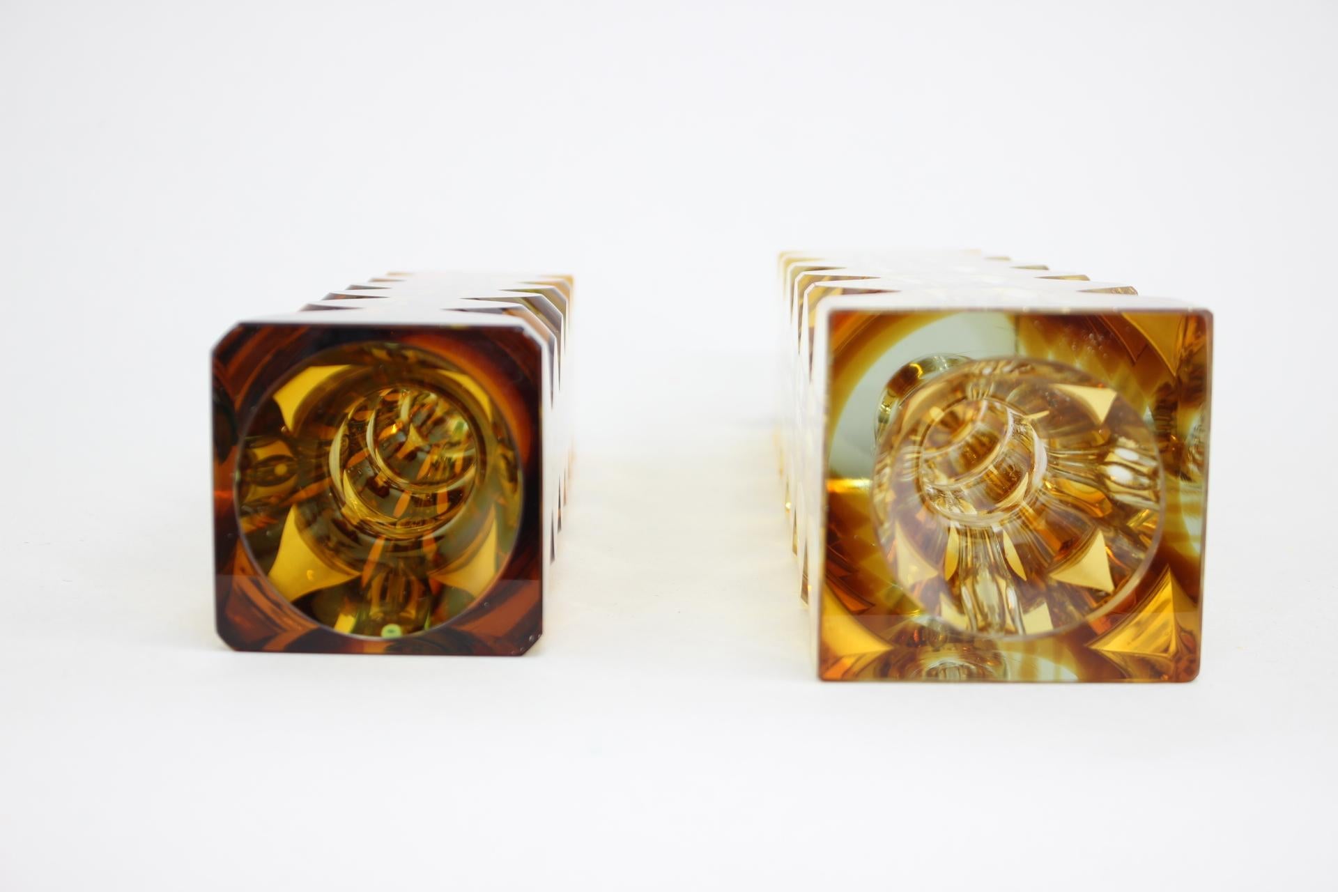 1970s Set of Two Glass Design Vases by Oldrich Lipsky, Czechoslovakia For Sale 5