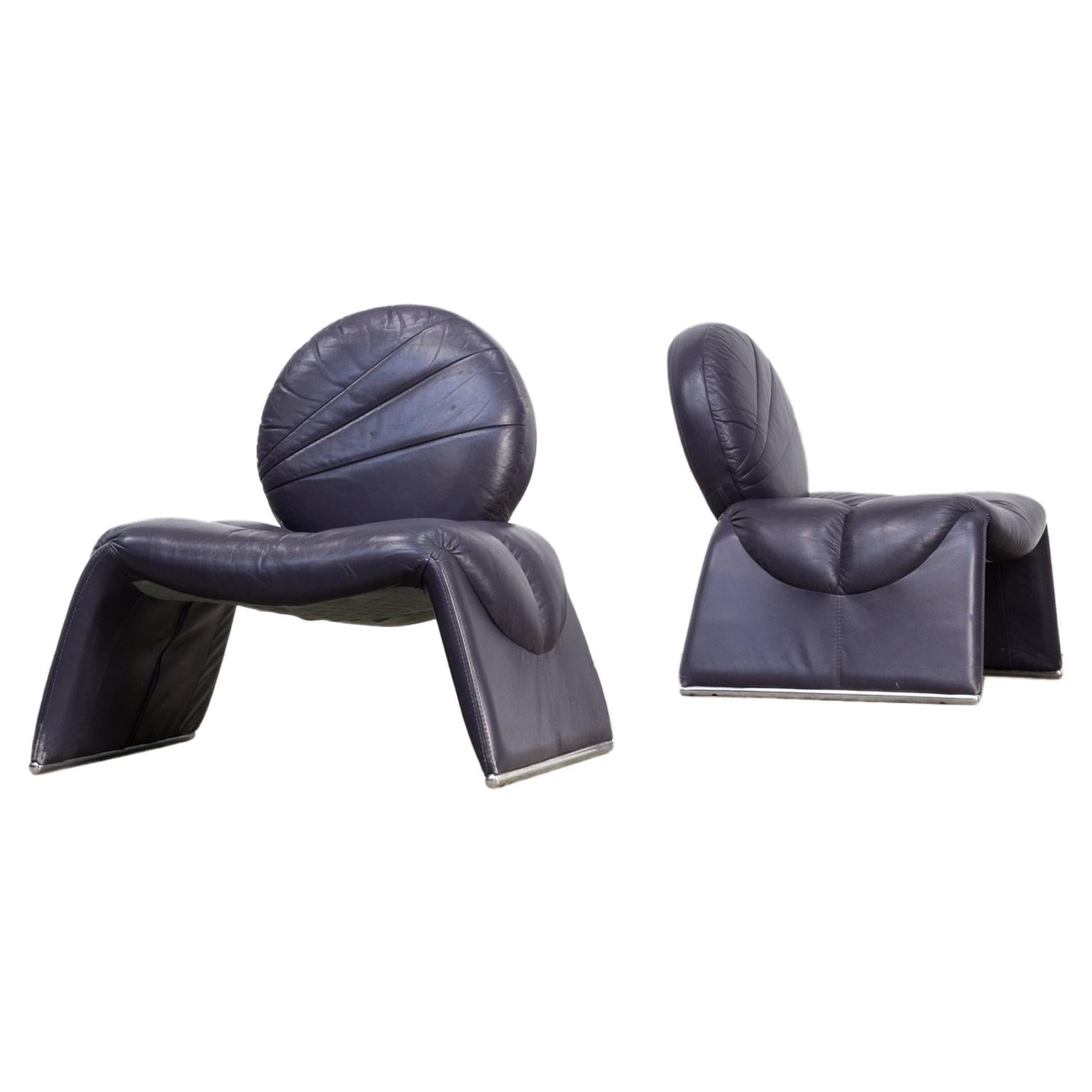 1970s Set of Two Leather ‘calipso c35’ Design Fauteuils For Sale