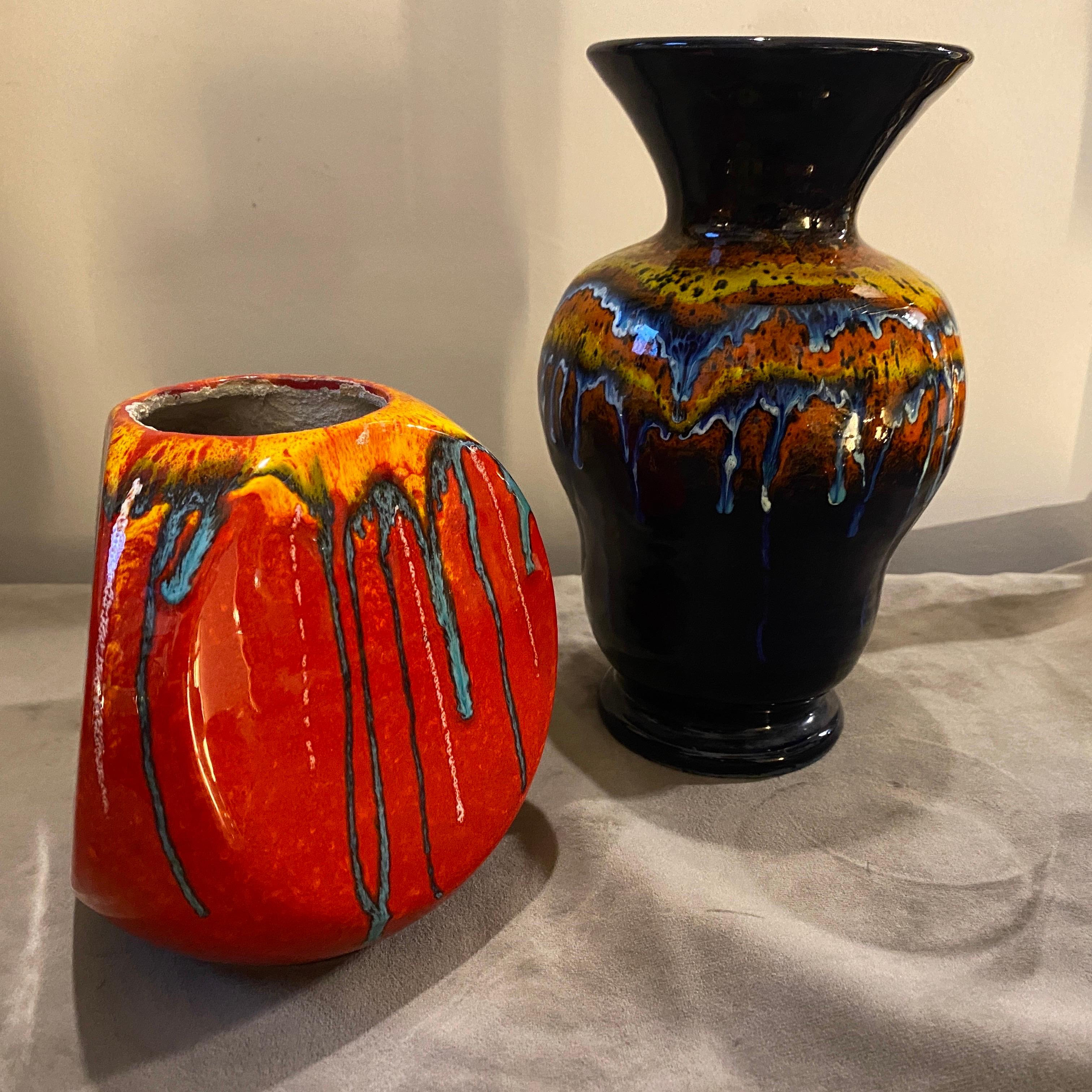 1970s Set of Two Mid-Century Modern Polychrome Ceramic Vases by Bertoncello 4