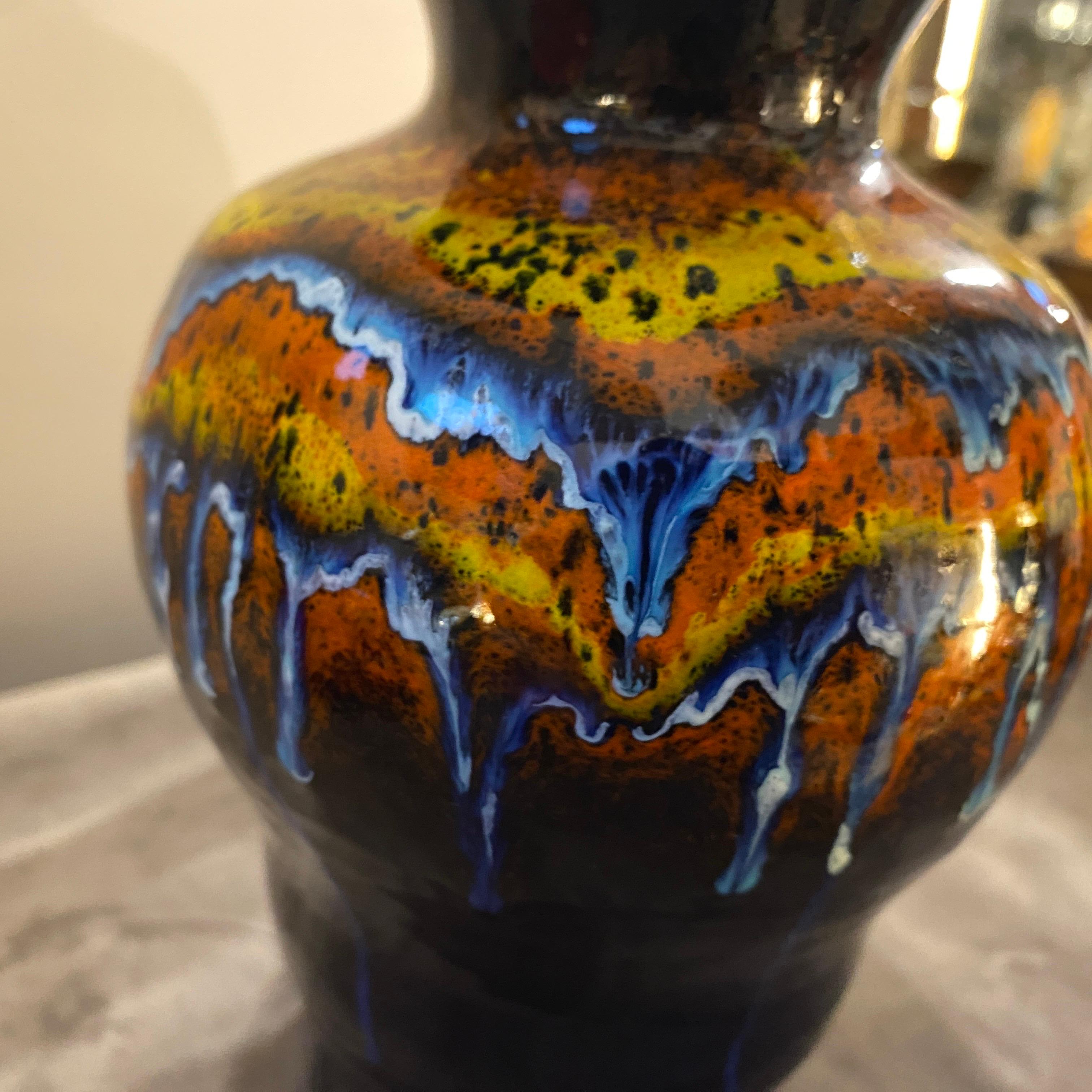 1970s Set of Two Mid-Century Modern Polychrome Ceramic Vases by Bertoncello 1