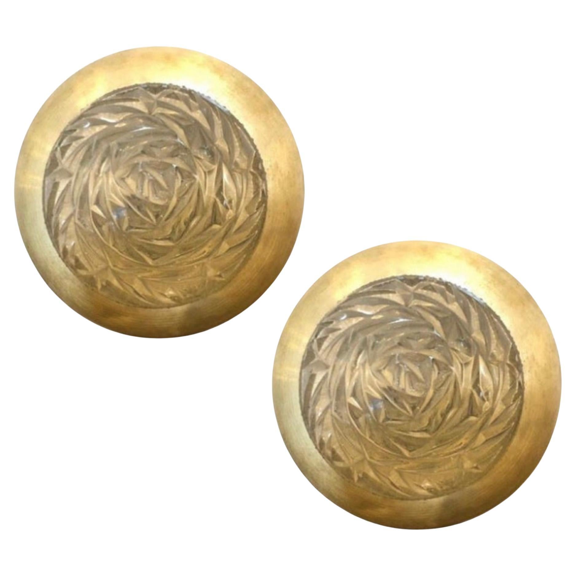 1970s Set of Two Mid-Century Modern Round Wall Sconces by Stilux Milano
