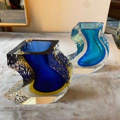 1970s Set of two Mid-Century Modern Sommerso Murano Glass Vases by Mandruzzato