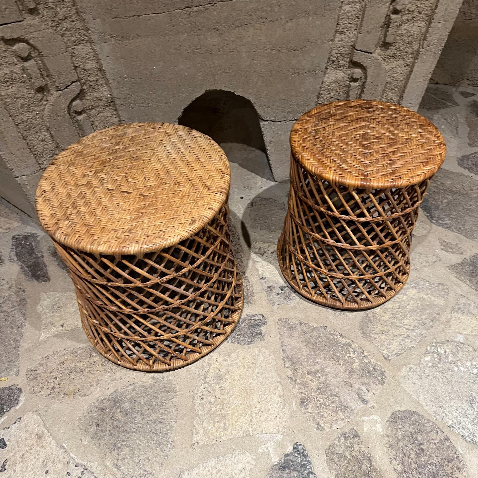 1970s Set of Modern Cane Nesting Tables Mid 20th Century Style Franco Albini In Good Condition In Chula Vista, CA