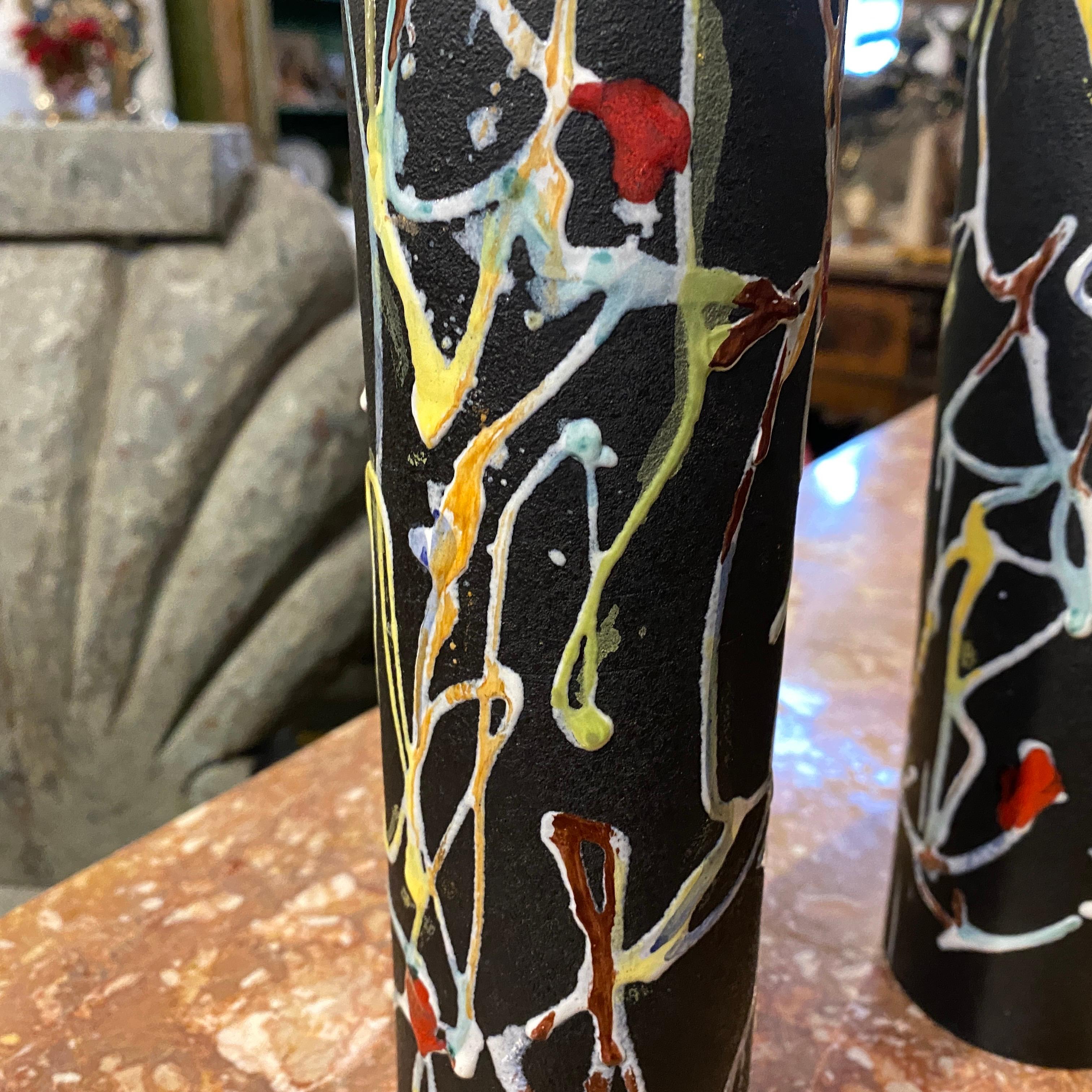 1970s Set of Two Modernist Italian Ceramic Bottle Vases by Ce.As Albisola In Good Condition For Sale In Aci Castello, IT