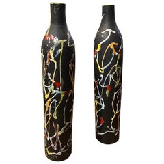 1970s Set of Two Modernist Italian Ceramic Vases by Ce.As Albisola