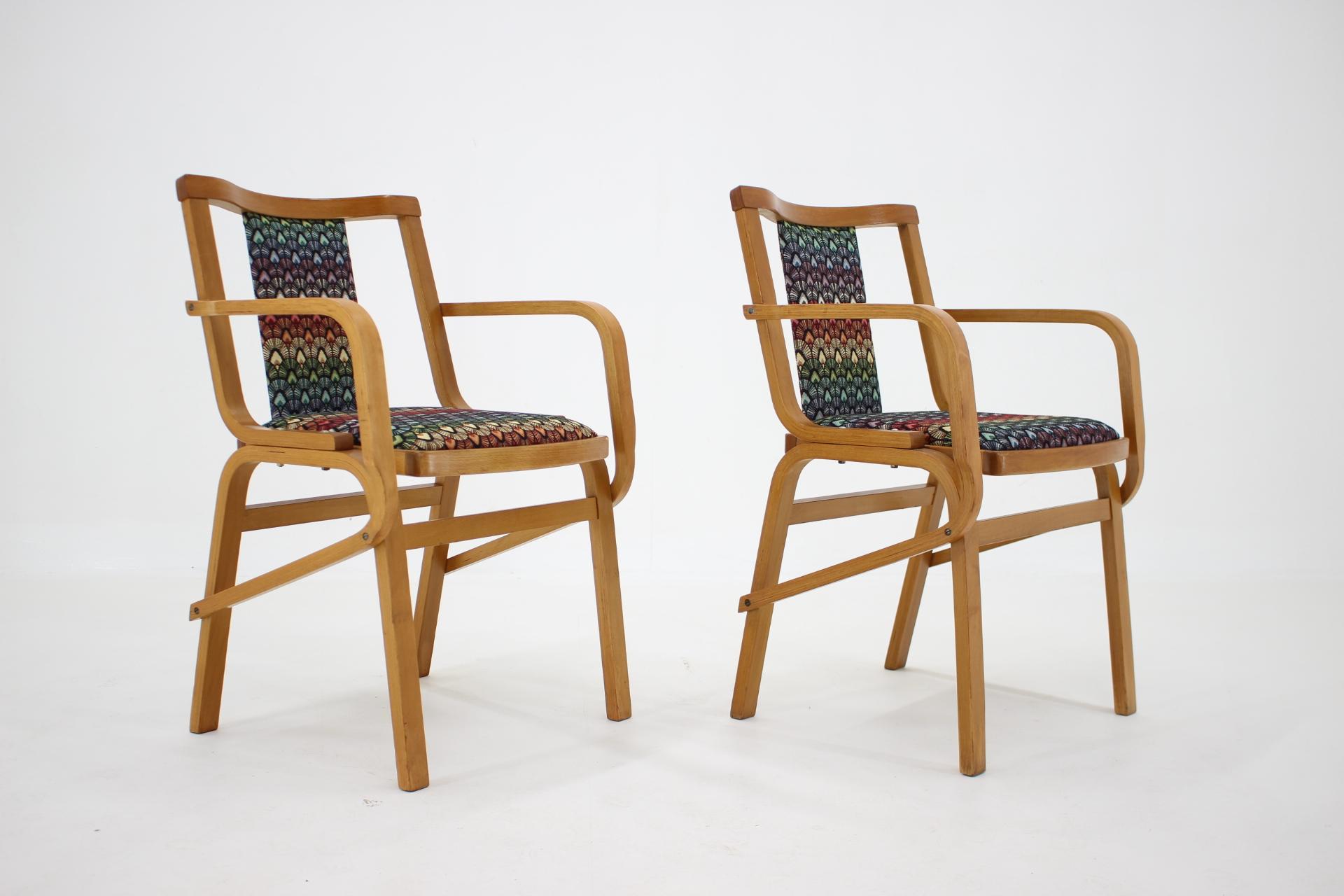 Mid-Century Modern 1970s Set of Two Rare Armchairs by Ton, Czechoslovakia For Sale