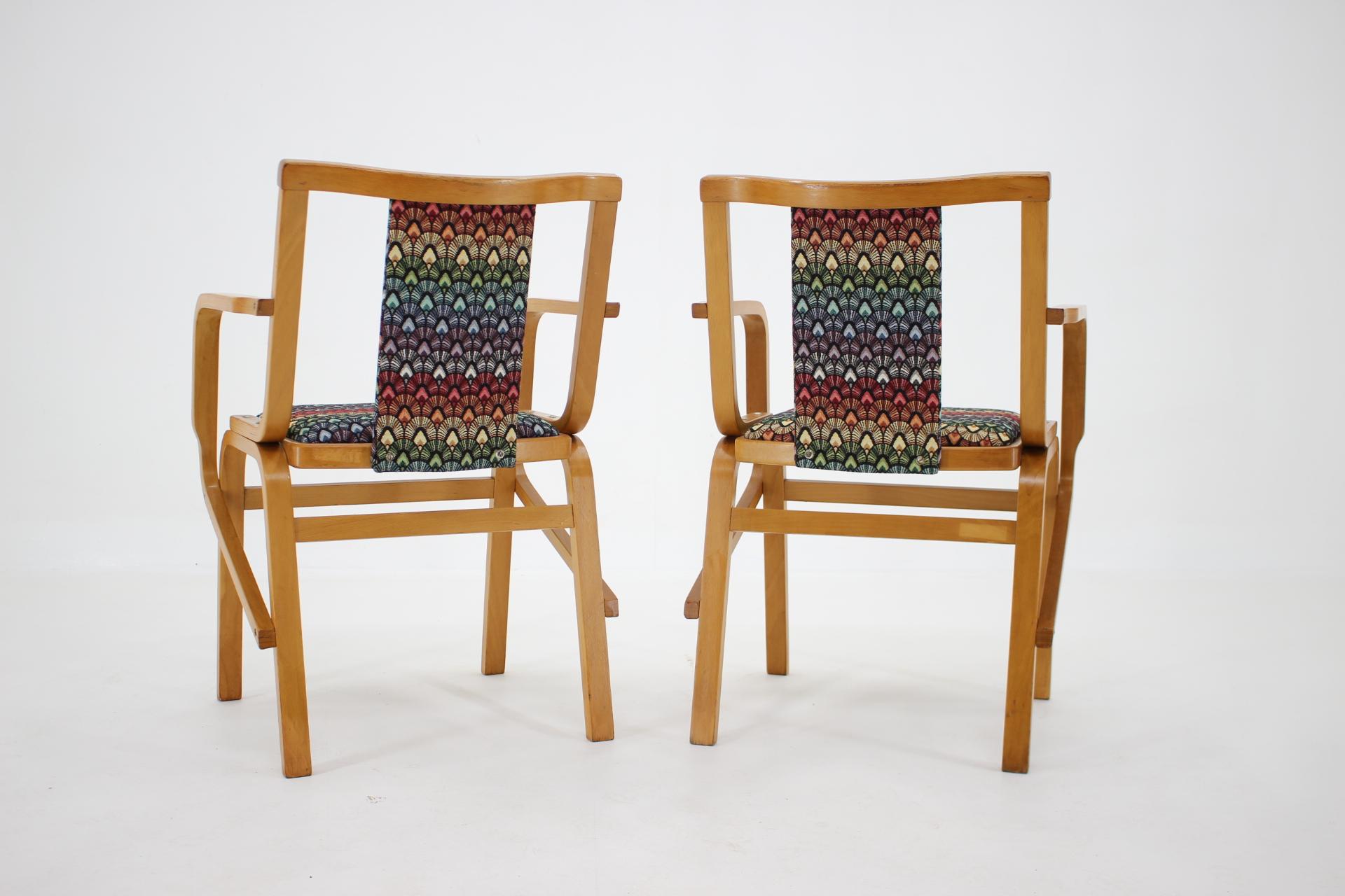 Late 20th Century 1970s Set of Two Rare Armchairs by Ton, Czechoslovakia For Sale