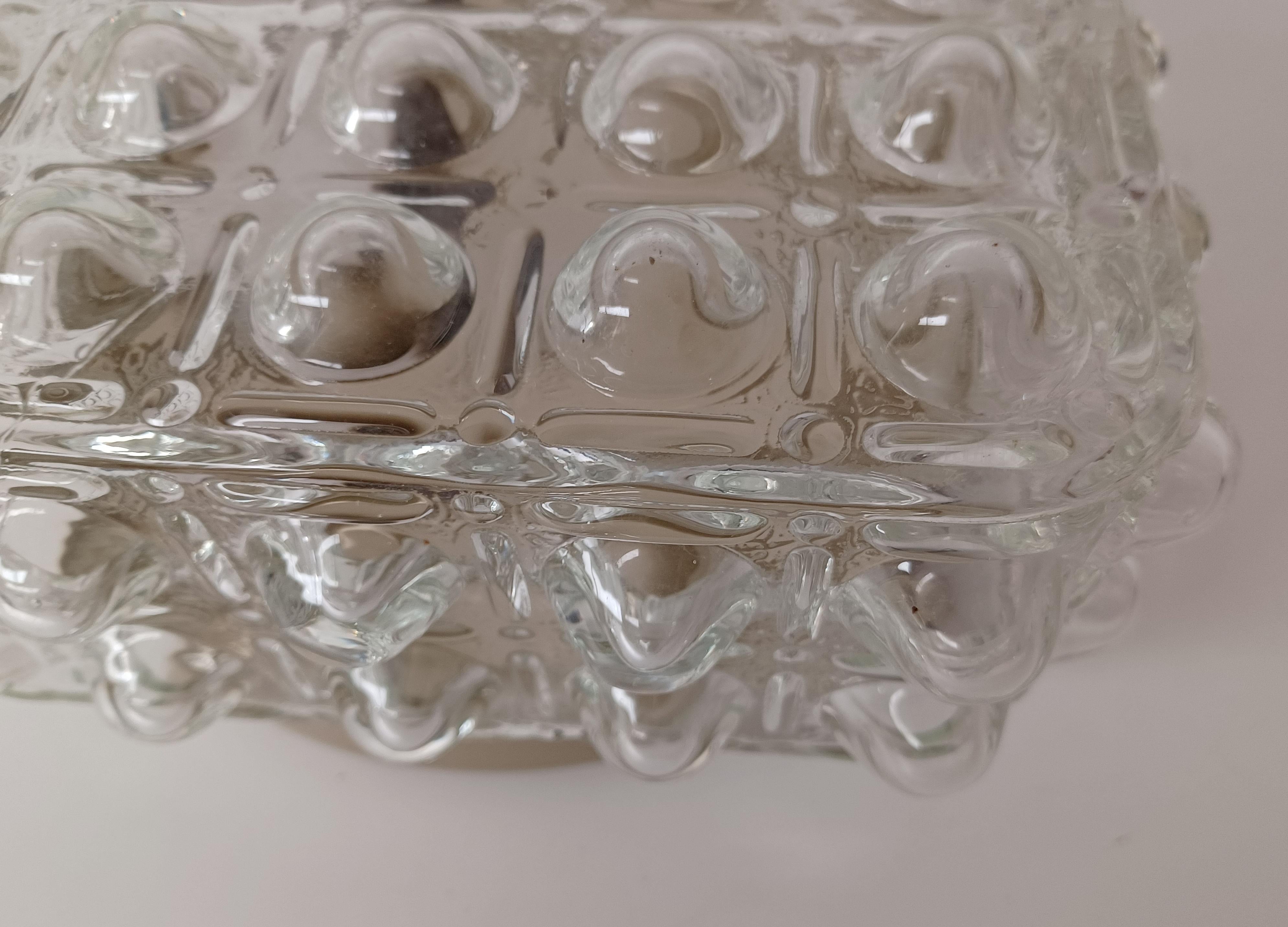 Metal 1970's Set of Two Restored and Rewired Danish Glass Flush Mounts  For Sale