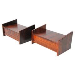 1970s Set of Two Restored Danish Floating Rosewood Nightstands