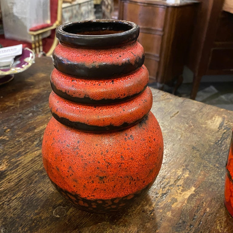 1970s Set of Two Space Age Fat Lava Ceramic German Vases 5