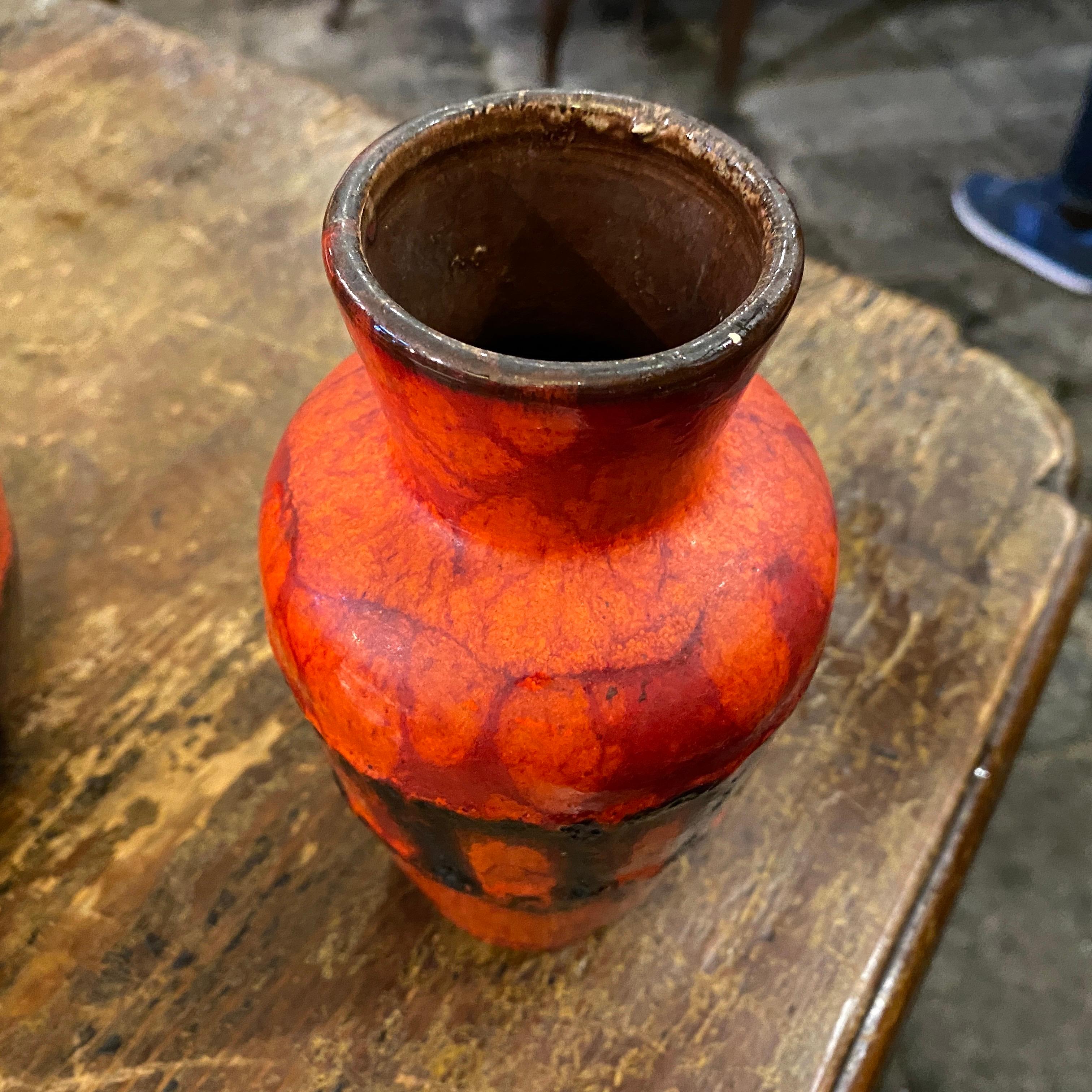 1970s Set of Two Space Age Fat Lava Ceramic German Vases 4