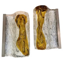 1970s Set of Two Space Age Murano Glass Wall Sconces by Venini 1970s Set of Two Space Age Murano Glass Wall Sconces by Venini