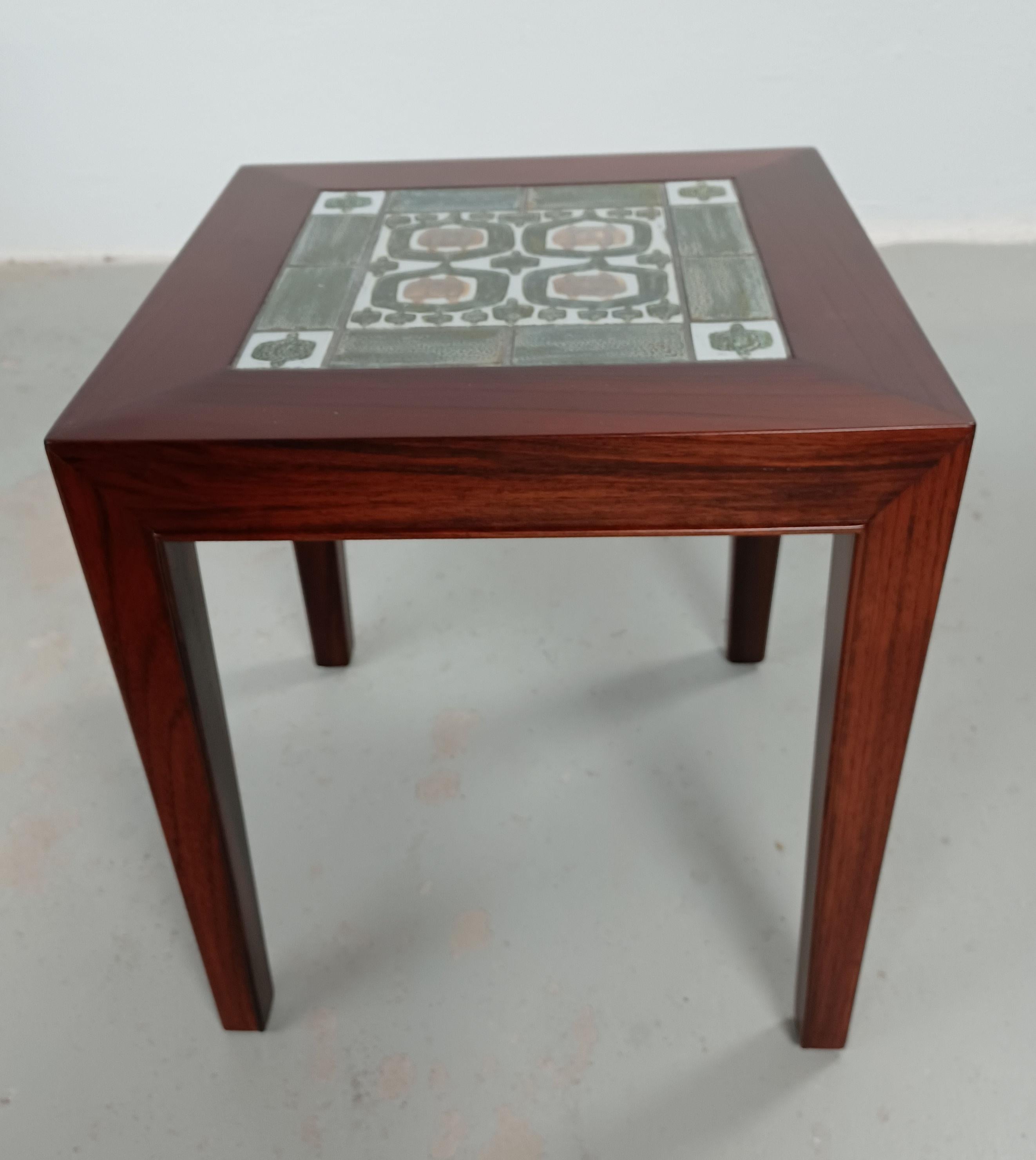 Late 20th Century 1970s Severin Hansen Rosewood Side Tables Nils Thorsson Royal Copenhagen Tiles For Sale